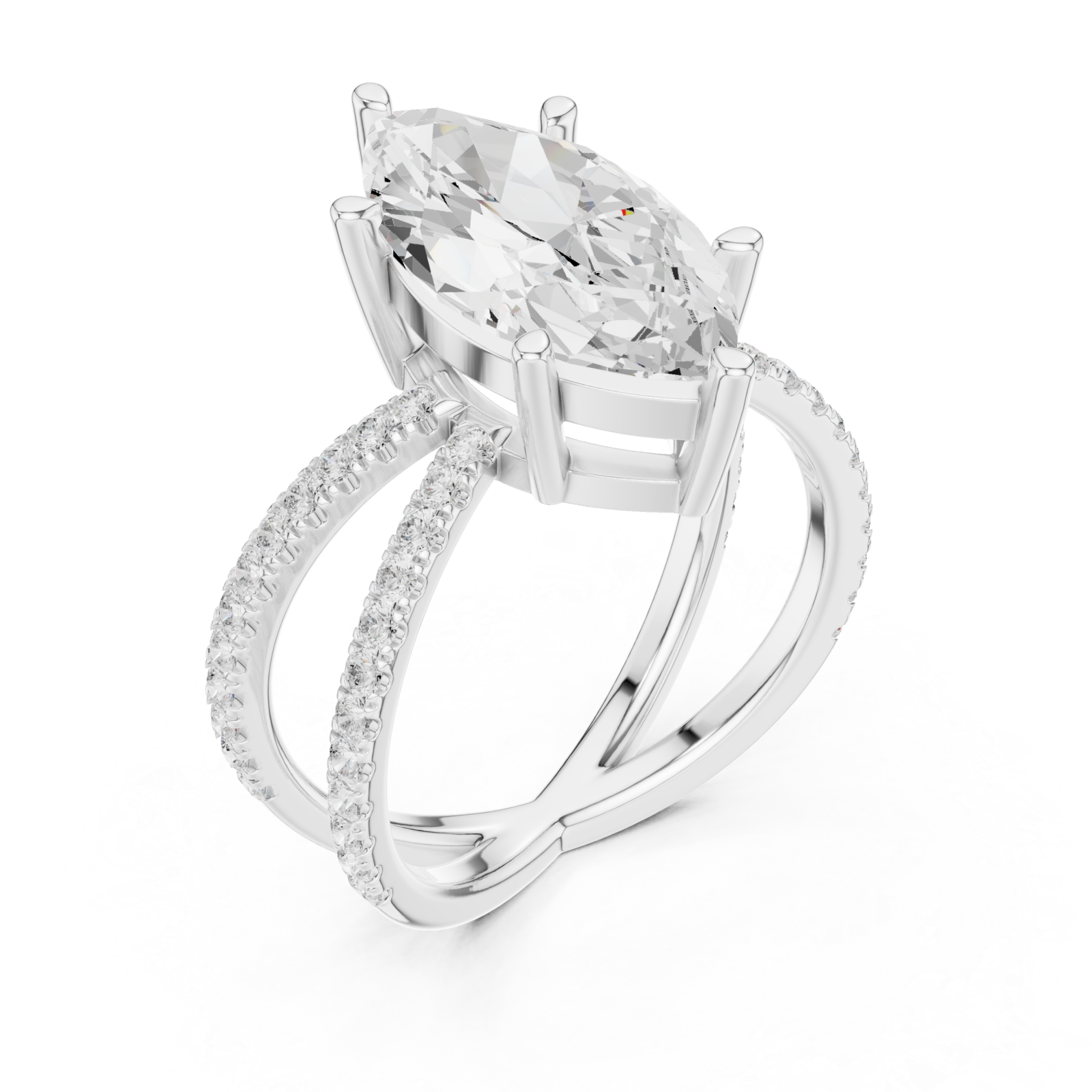  White Gold Enchanted Marquise Pavilion Ring Right View