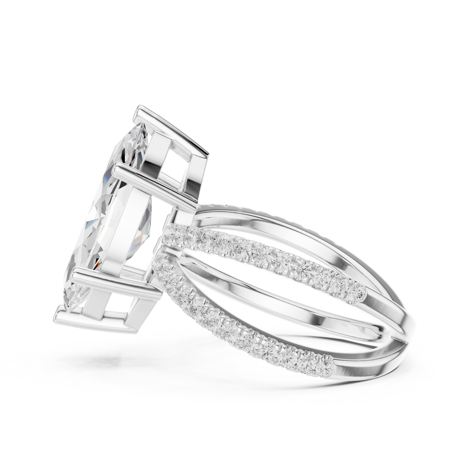  White Gold Enchanted Marquise Pavilion Ring Side View