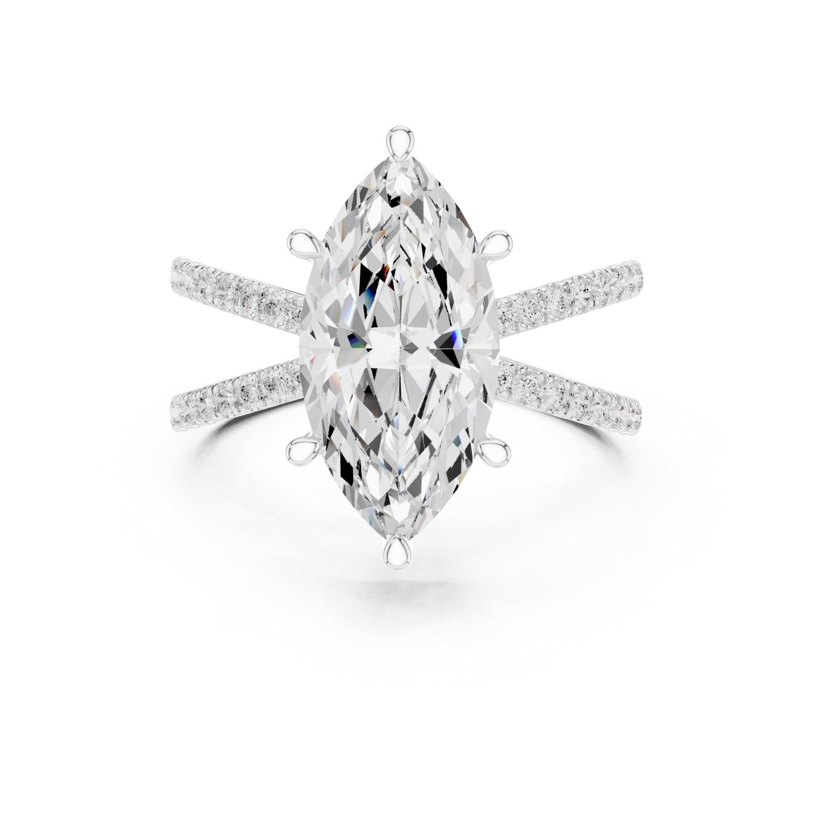  White Gold Enchanted Marquise Pavilion Ring Front View