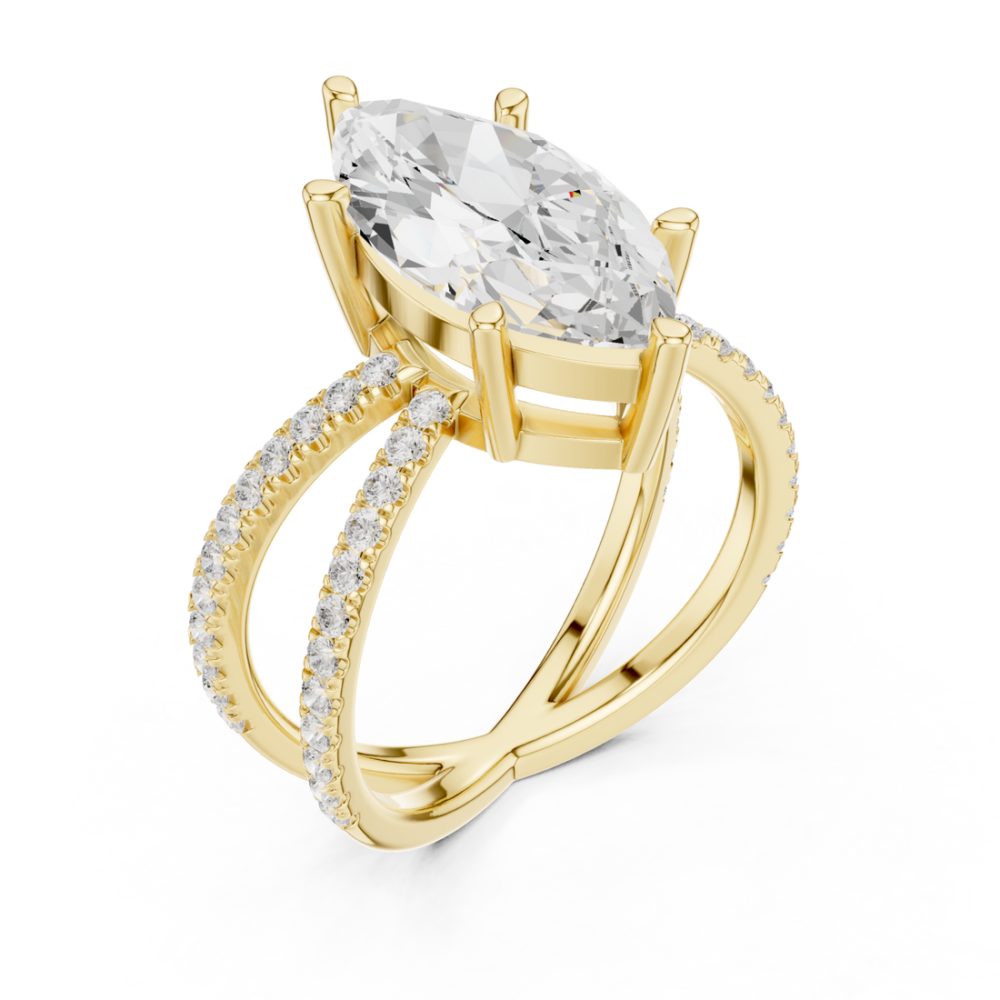 Gold Enchanted Marquise Pavilion Ring Right View