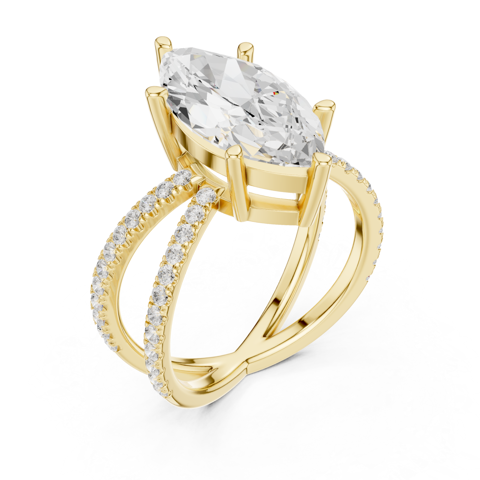 Gold Enchanted Marquise Pavilion Ring Right View