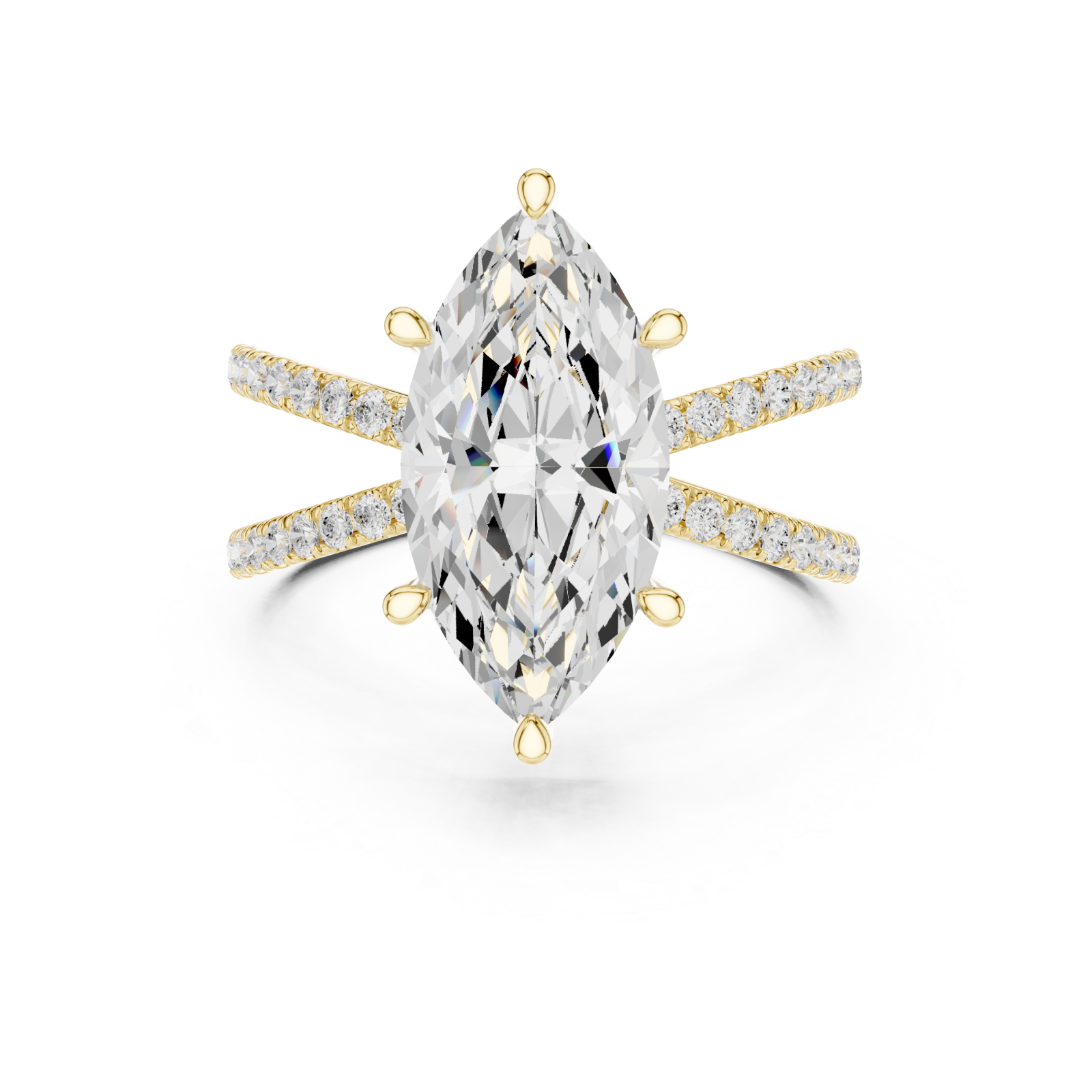  Gold Enchanted Marquise Pavilion Ring Front View