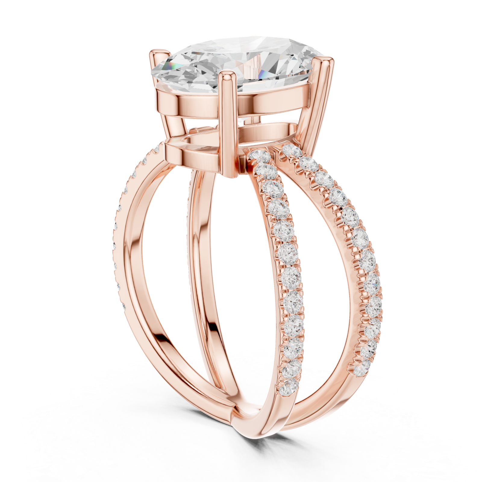  Rose Gold Opulent Whisper Pavé Band Ring Left View