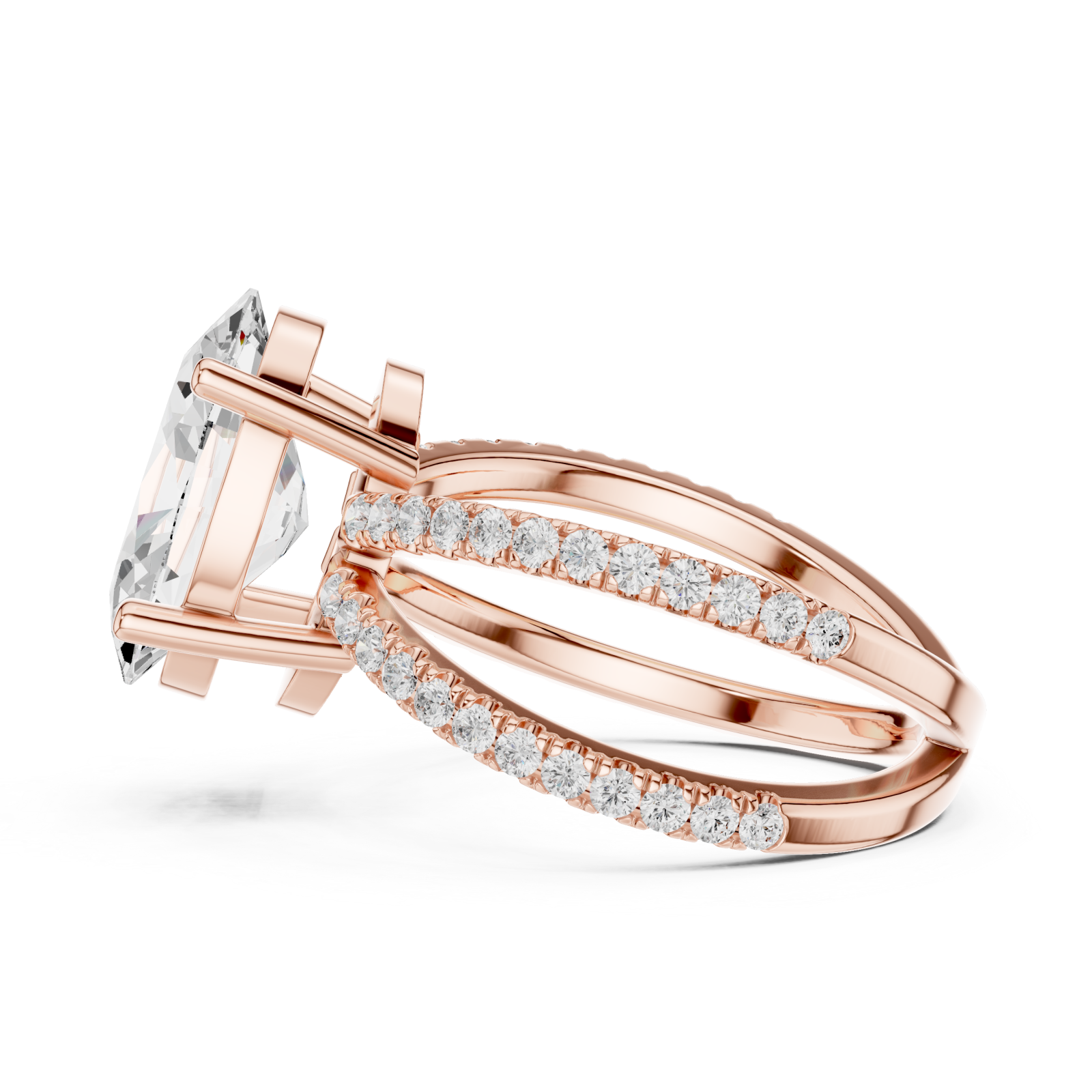  Rose Gold Opulent Whisper Pavé Band Ring Side View