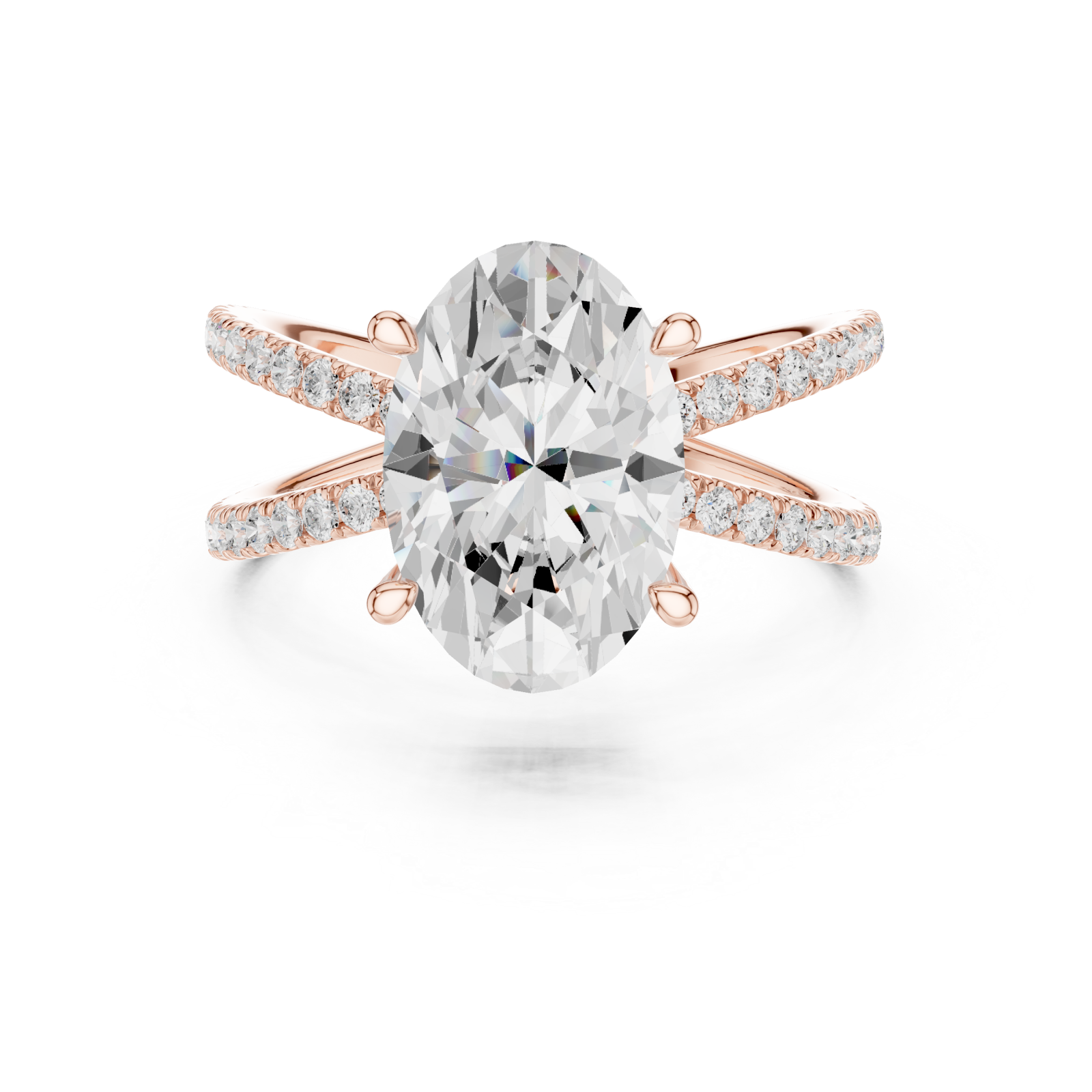 Rose Gold Opulent Whisper Pavé Band Ring Front View