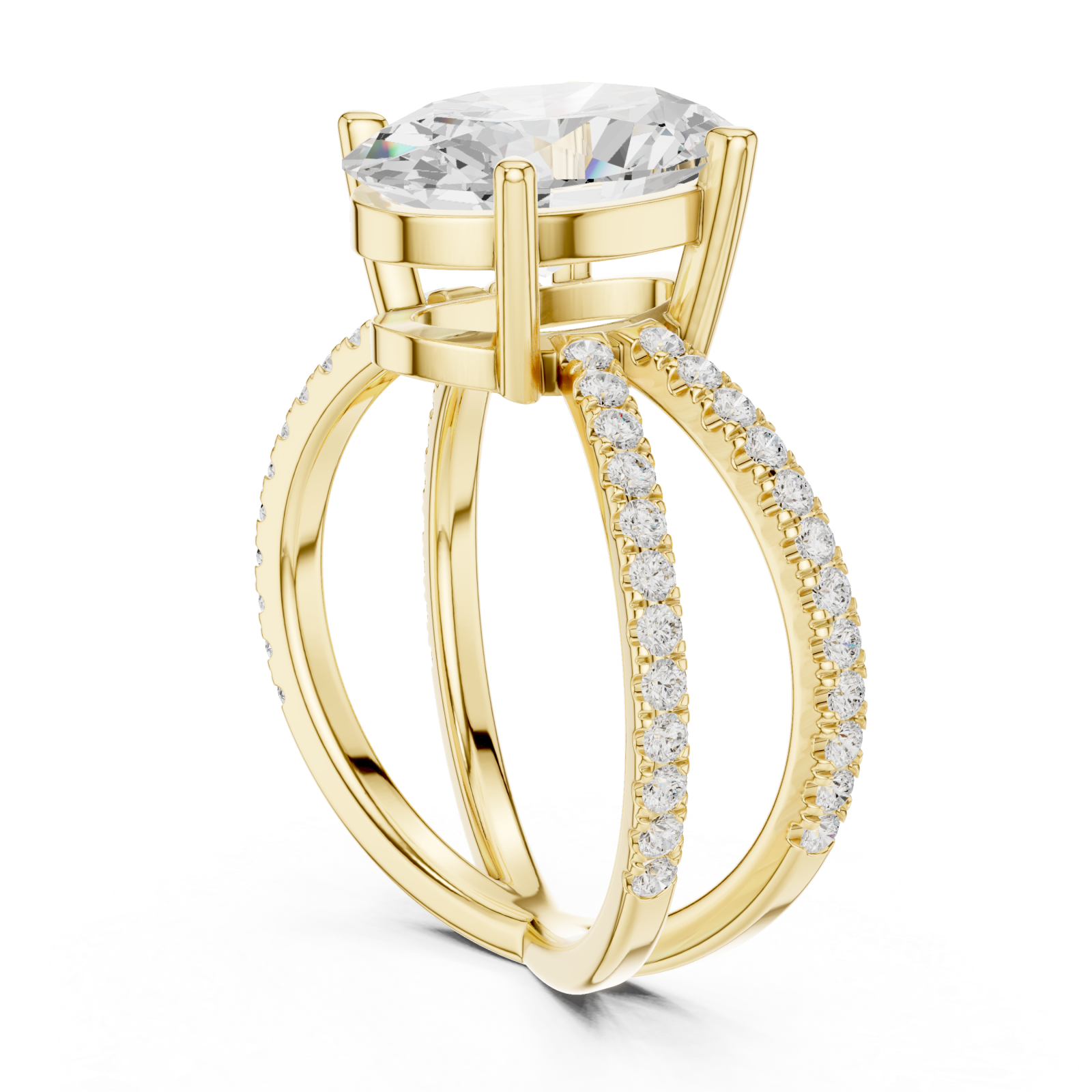  Gold Opulent Whisper Pavé Band Ring Left View
