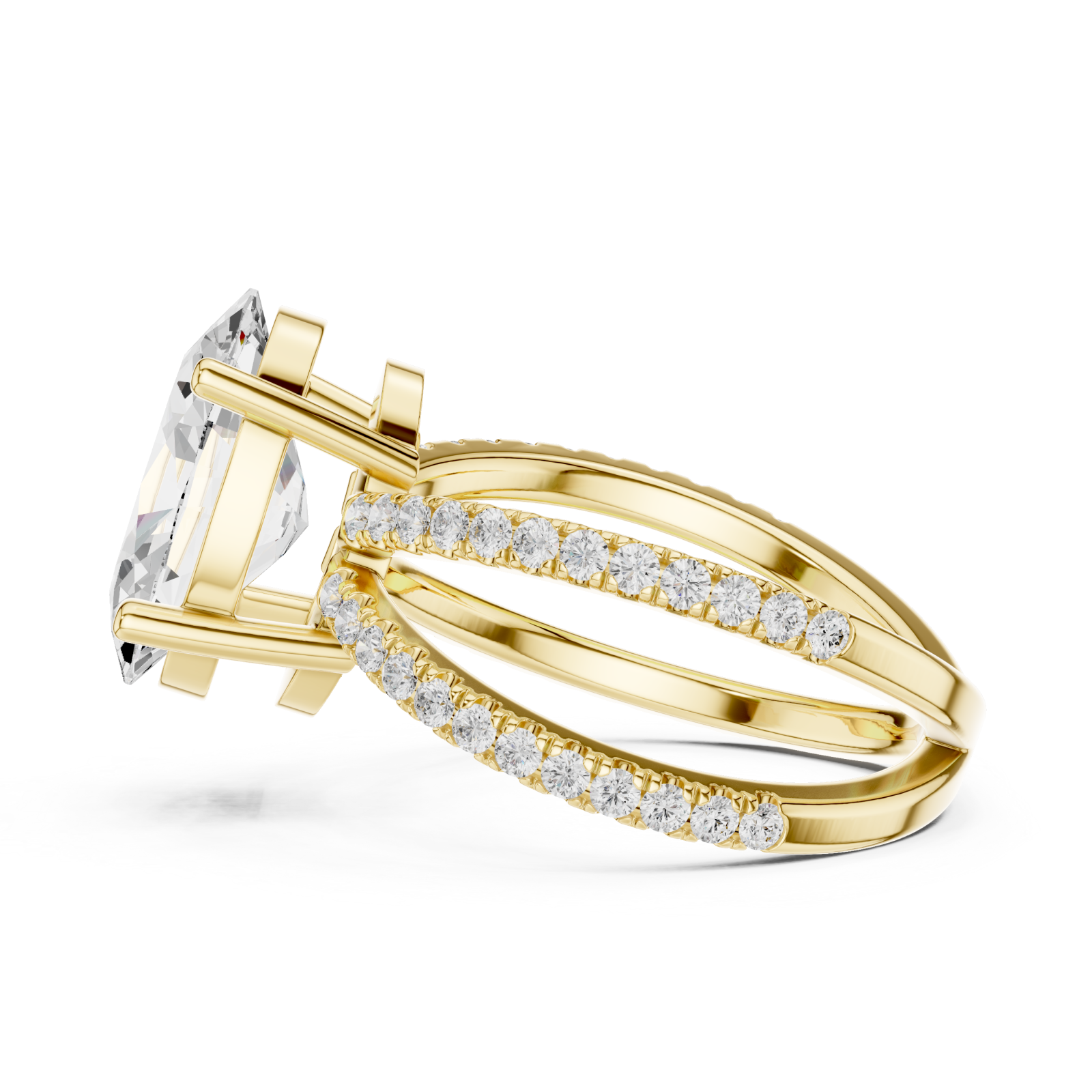  Gold Opulent Whisper Pavé Band Ring Side View