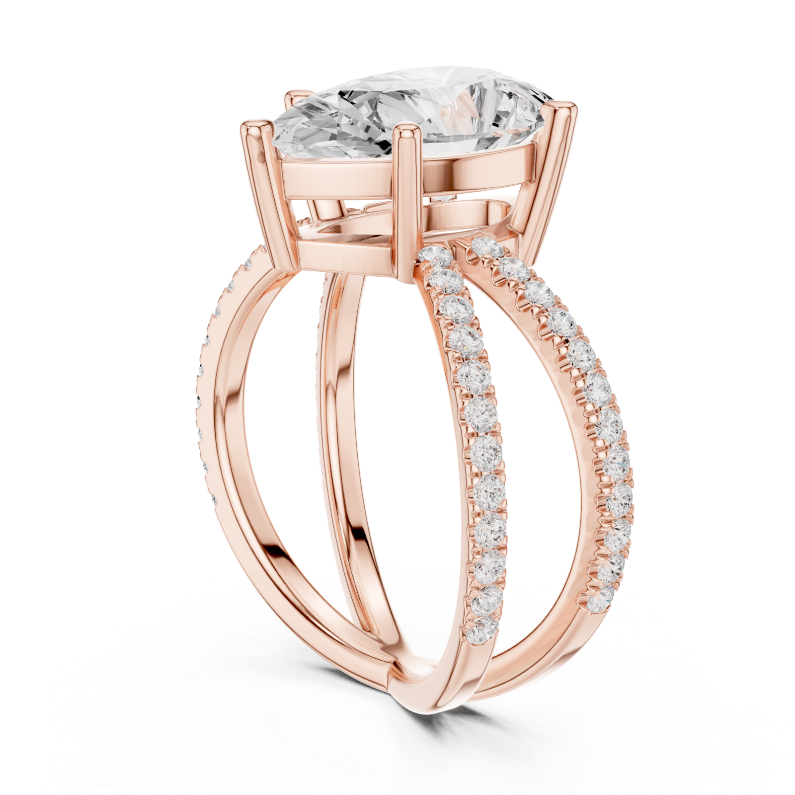  Rose Gold Grandeur Point Contour Band Ring Left View