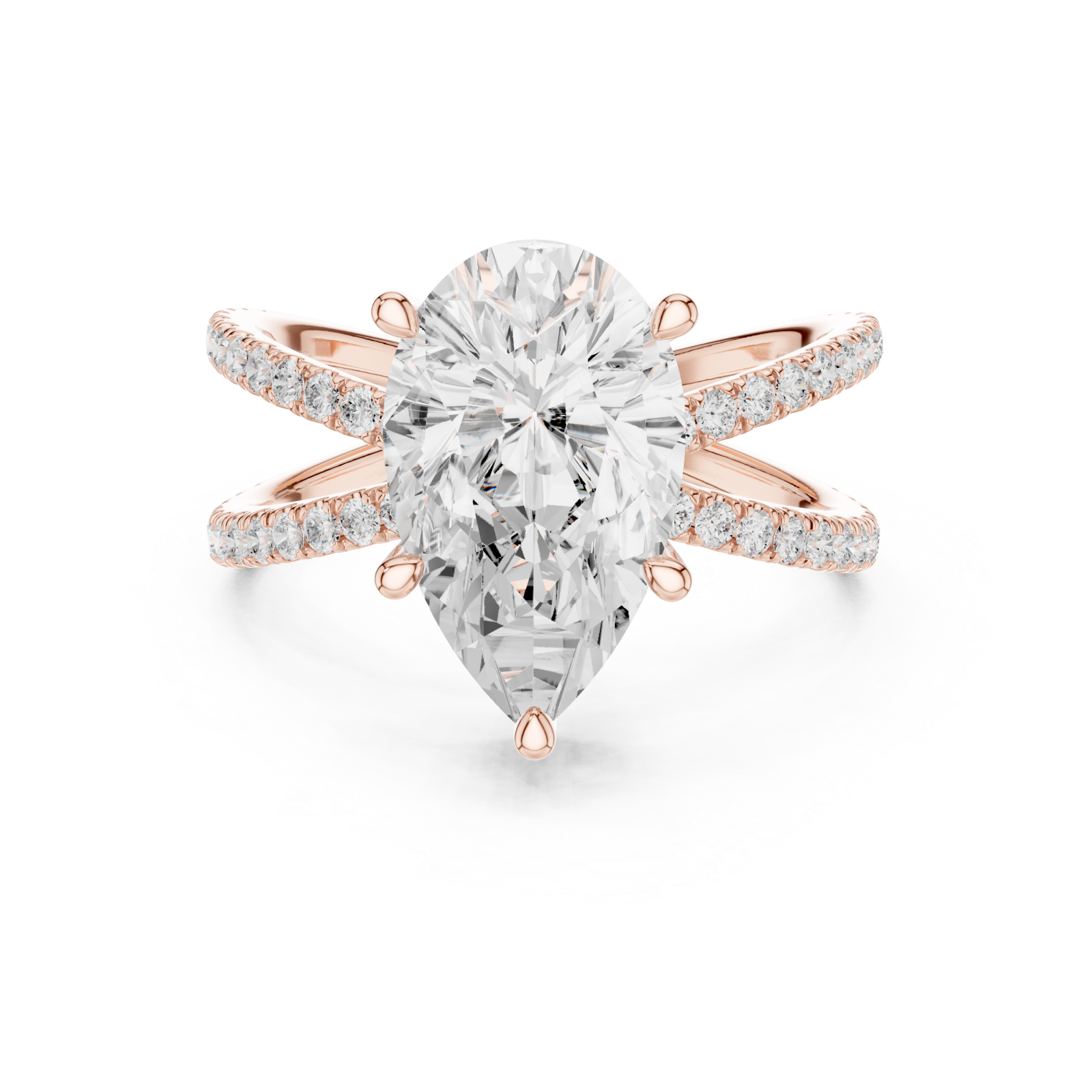  Rose Gold Grandeur Point Contour Band Ring Front View
