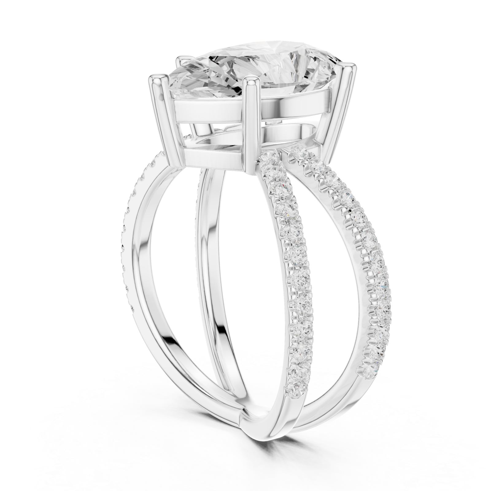  White Gold Grandeur Point Contour Band Ring Left View