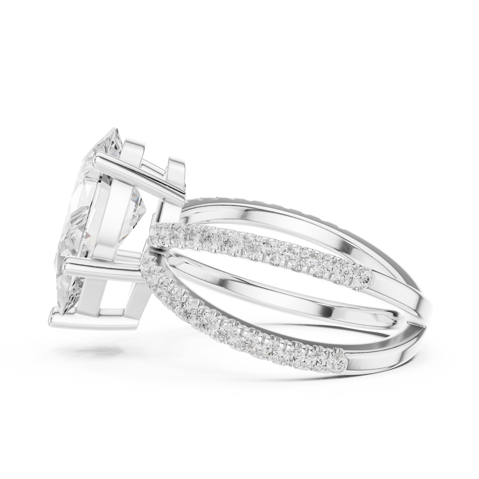  White Gold Grandeur Point Contour Band Ring Side View