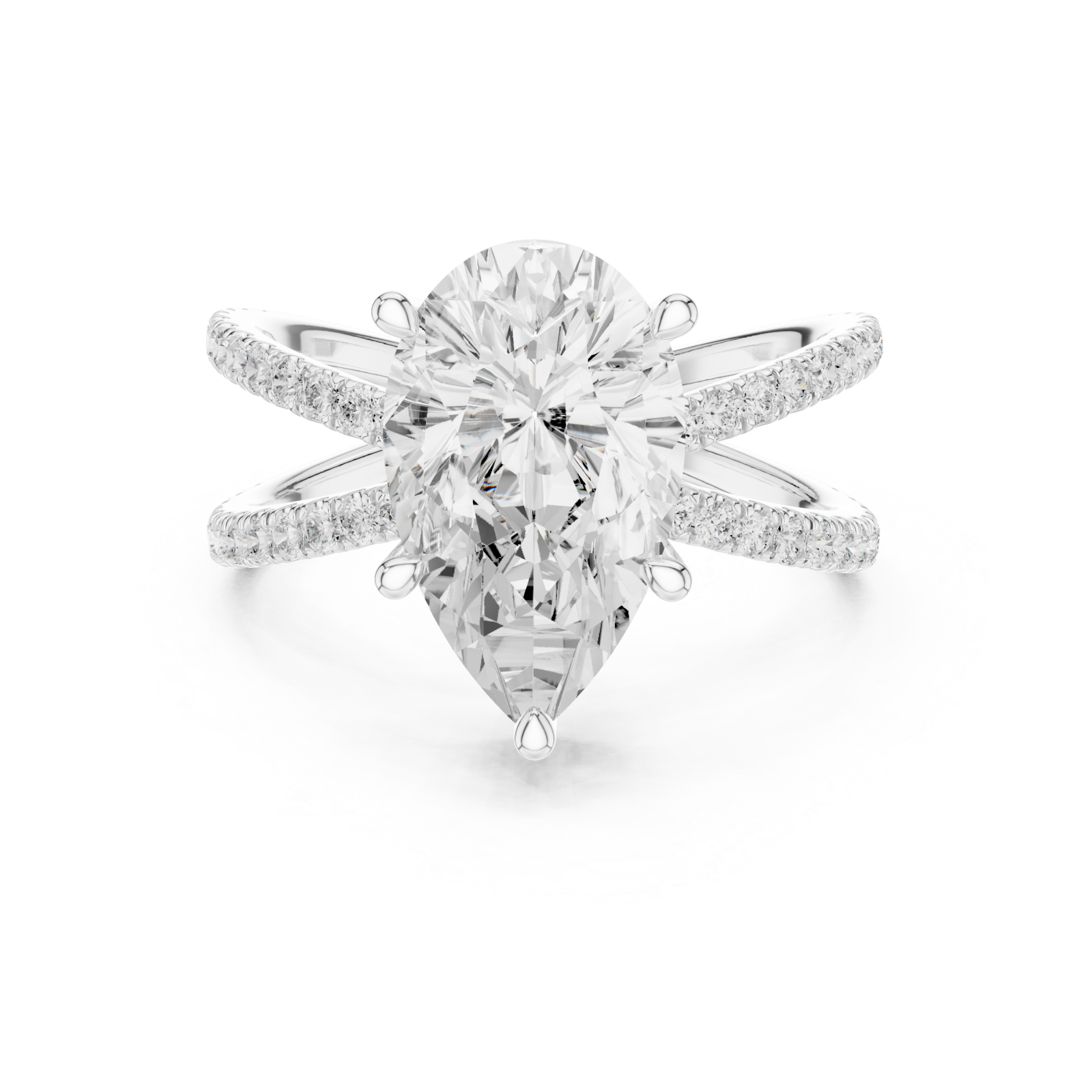  White Gold Grandeur Point Contour Band Ring Front View