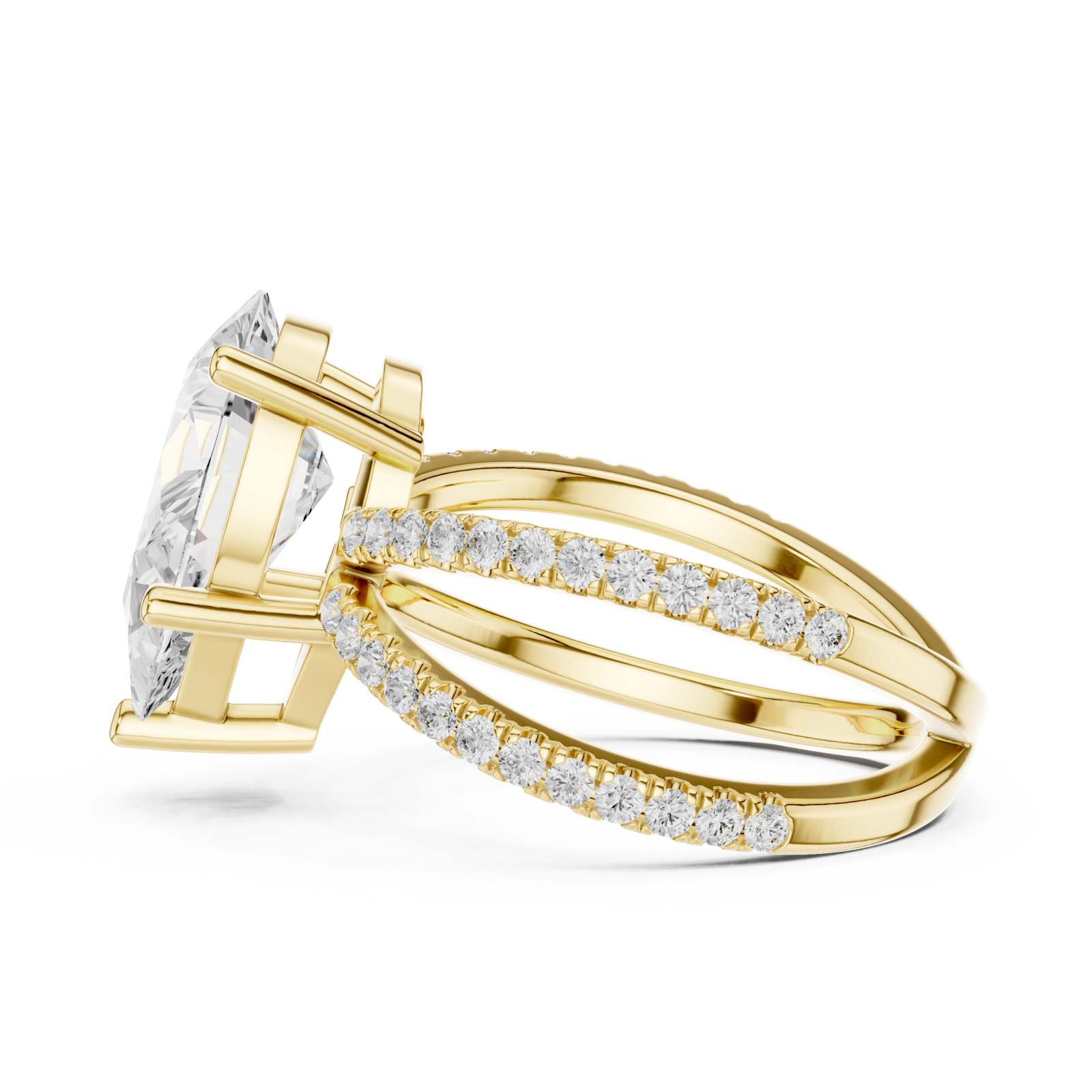  Gold Grandeur Point Contour Band Ring Side View