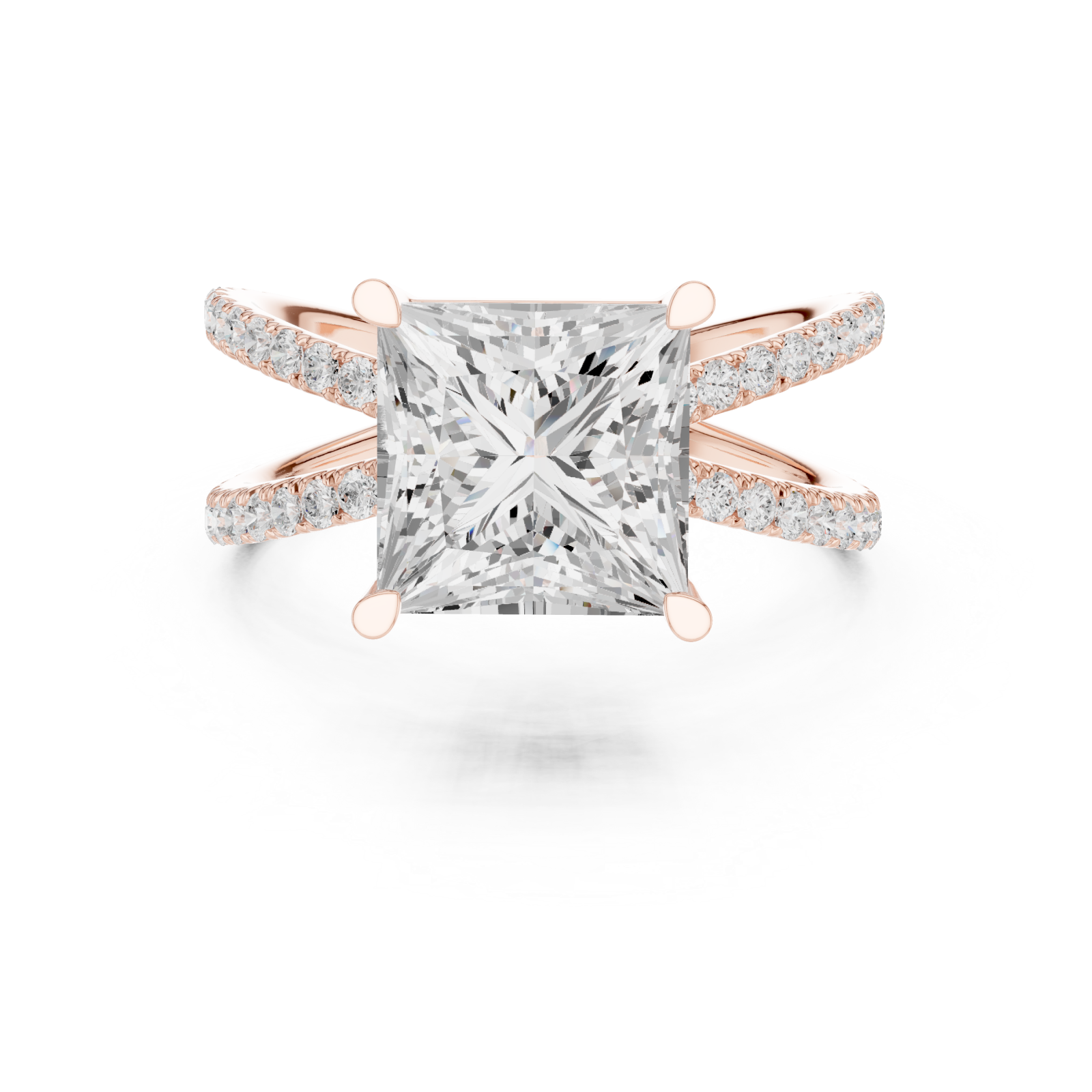  Rose Gold Majestic Crest Statement Ring Front View
