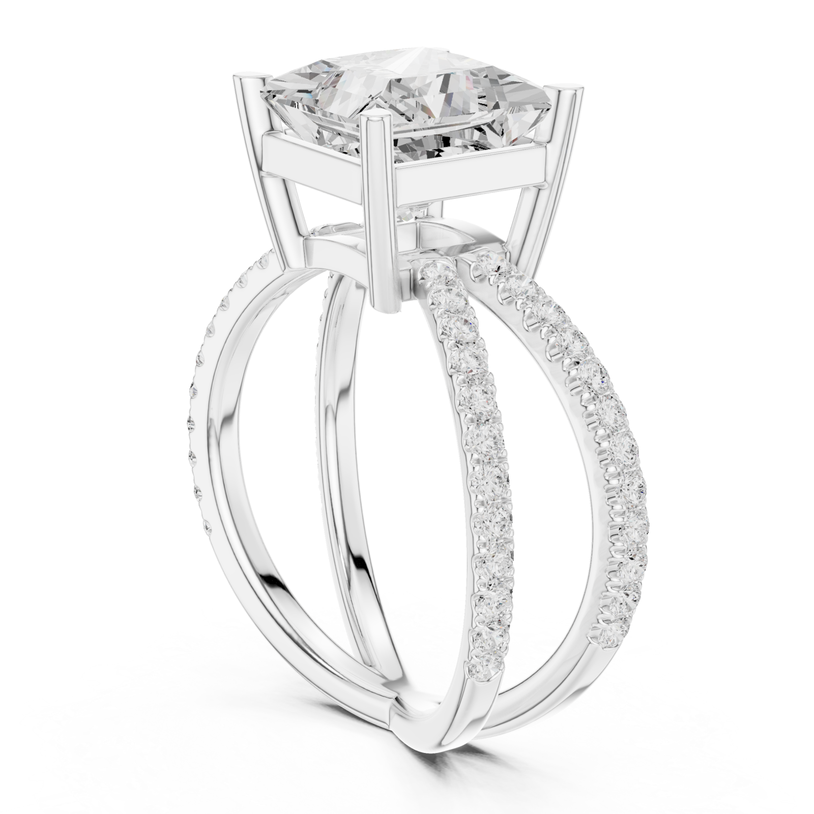  White Gold Majestic Crest Statement Ring Left View