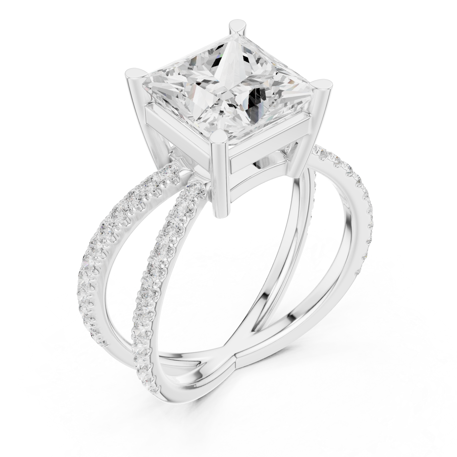  White Gold Majestic Crest Statement Ring Right View