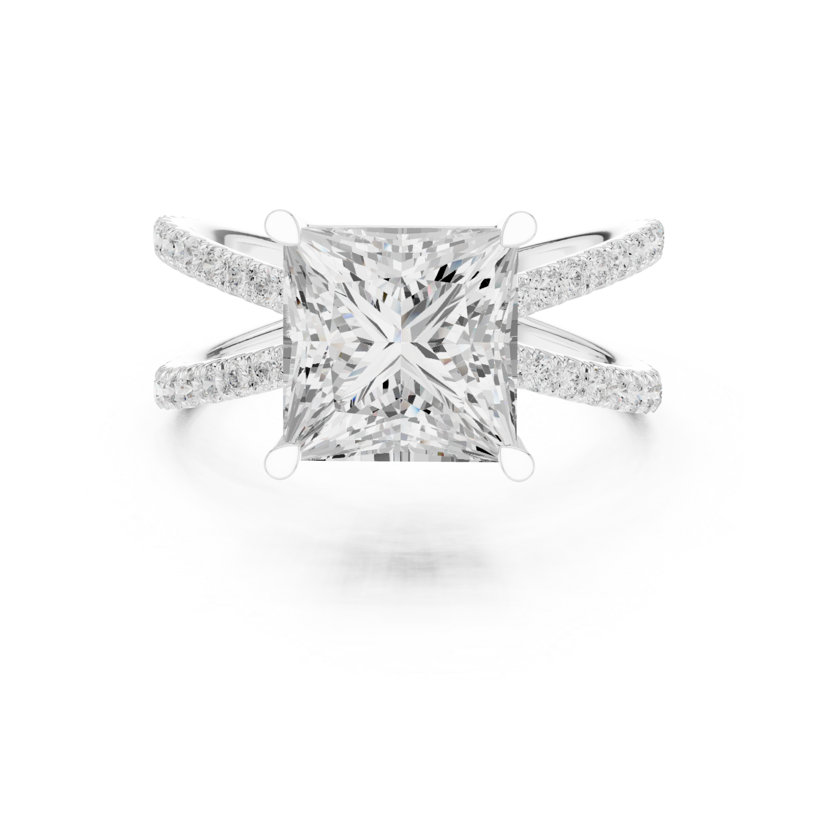  White Gold Majestic Crest Statement Ring Front View