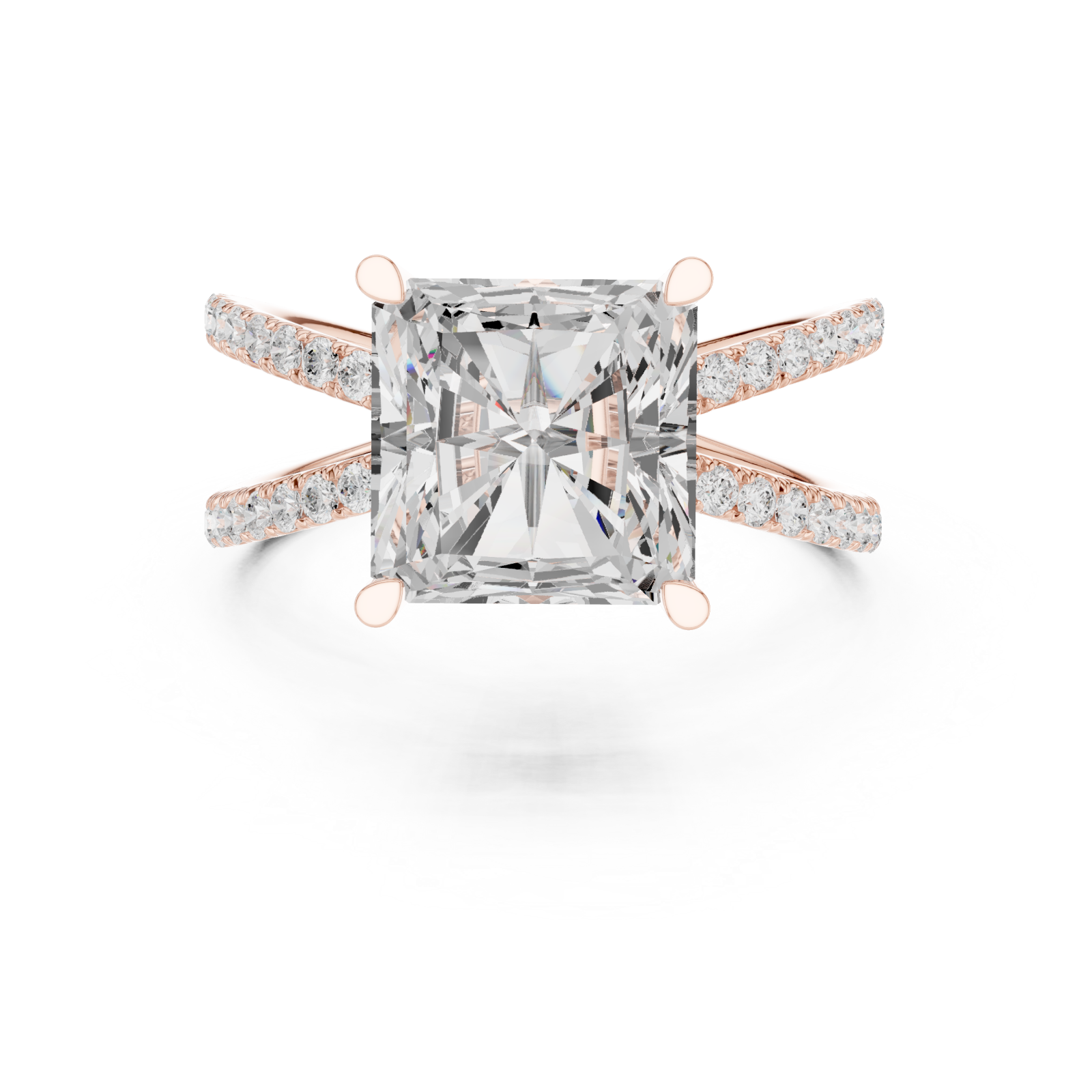  Rose Gold Opulent Crossing Twin Band Ring Front View