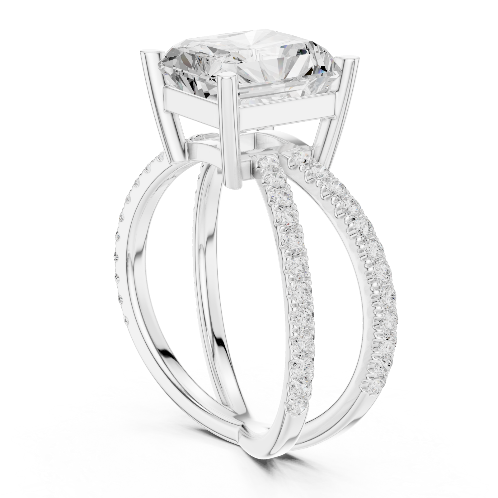  White Gold Opulent Crossing Twin Band Ring Left View