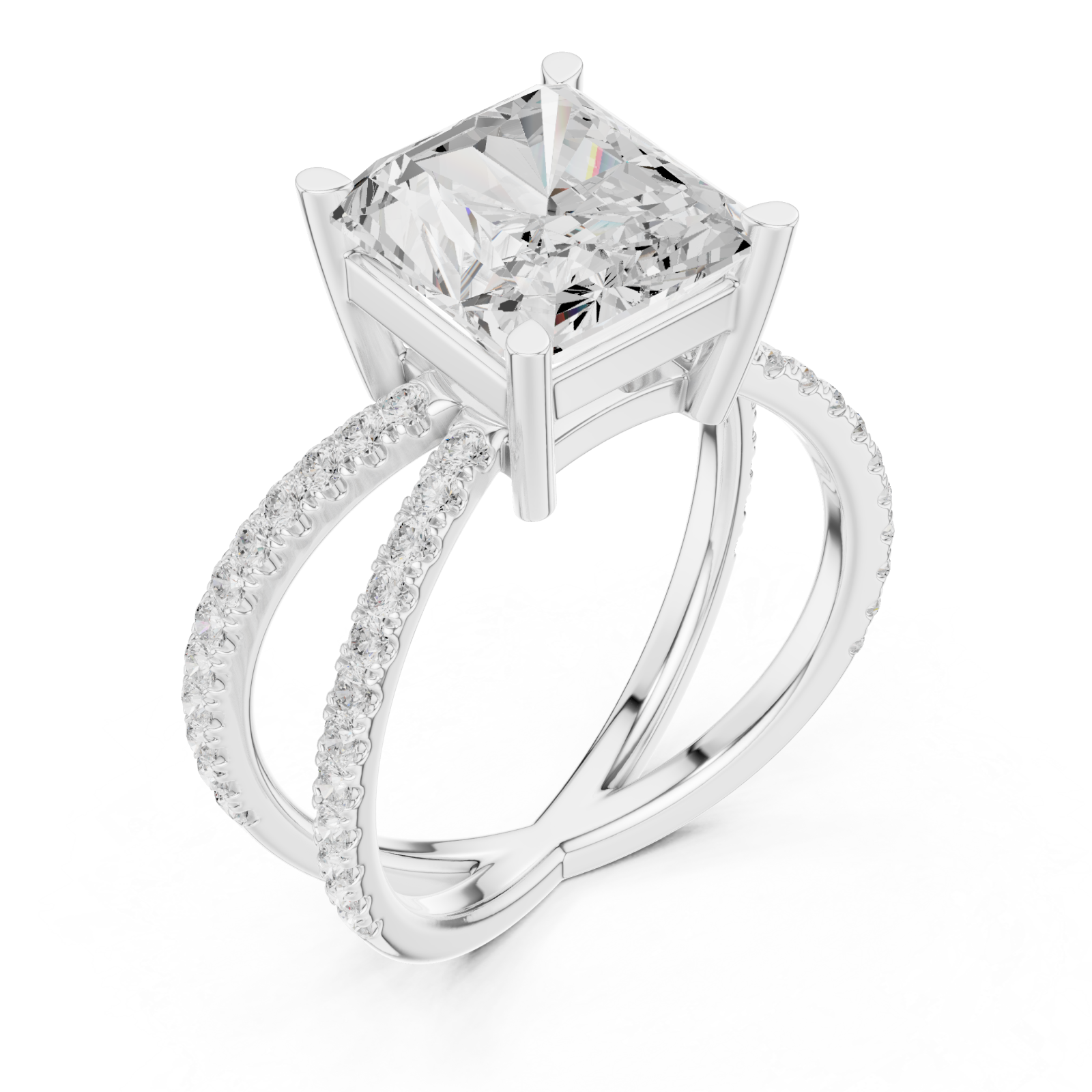  White Gold Opulent Crossing Twin Band Ring Right View