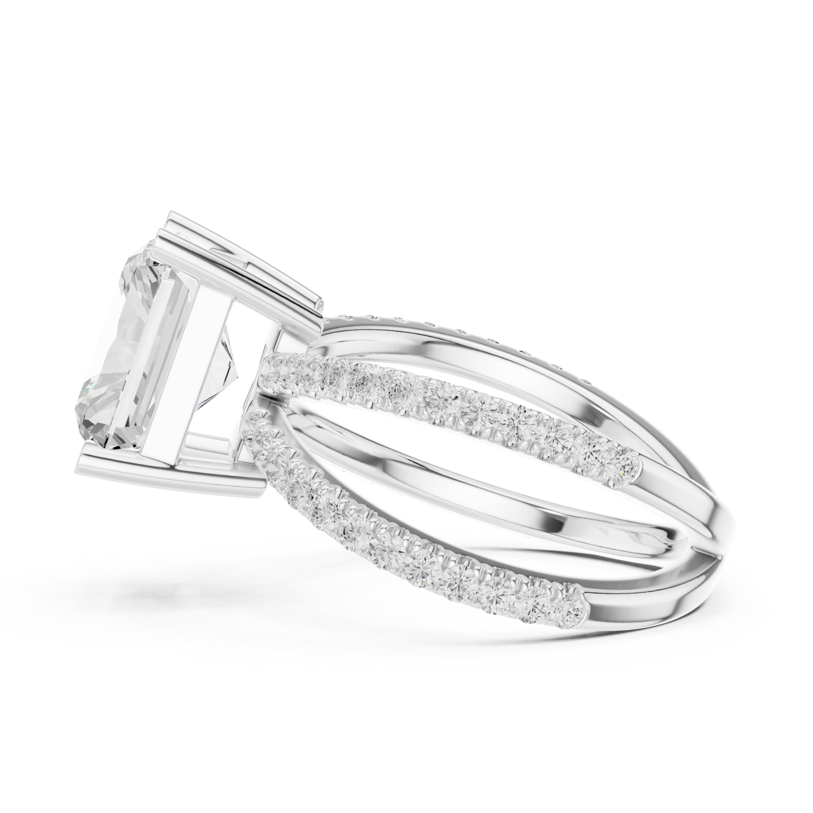  White Gold Opulent Crossing Twin Band Ring Side View