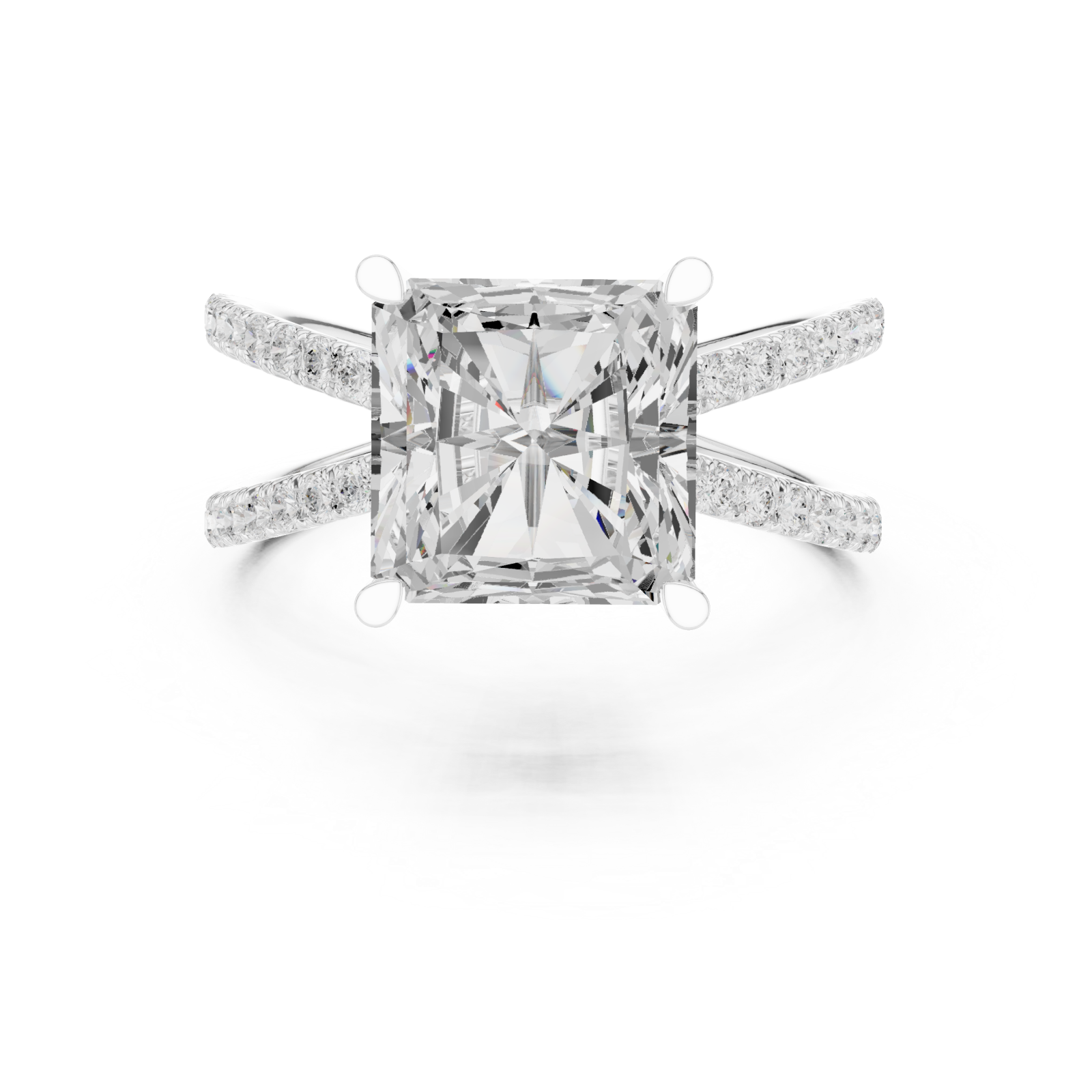  White Gold Opulent Crossing Twin Band Ring Front View