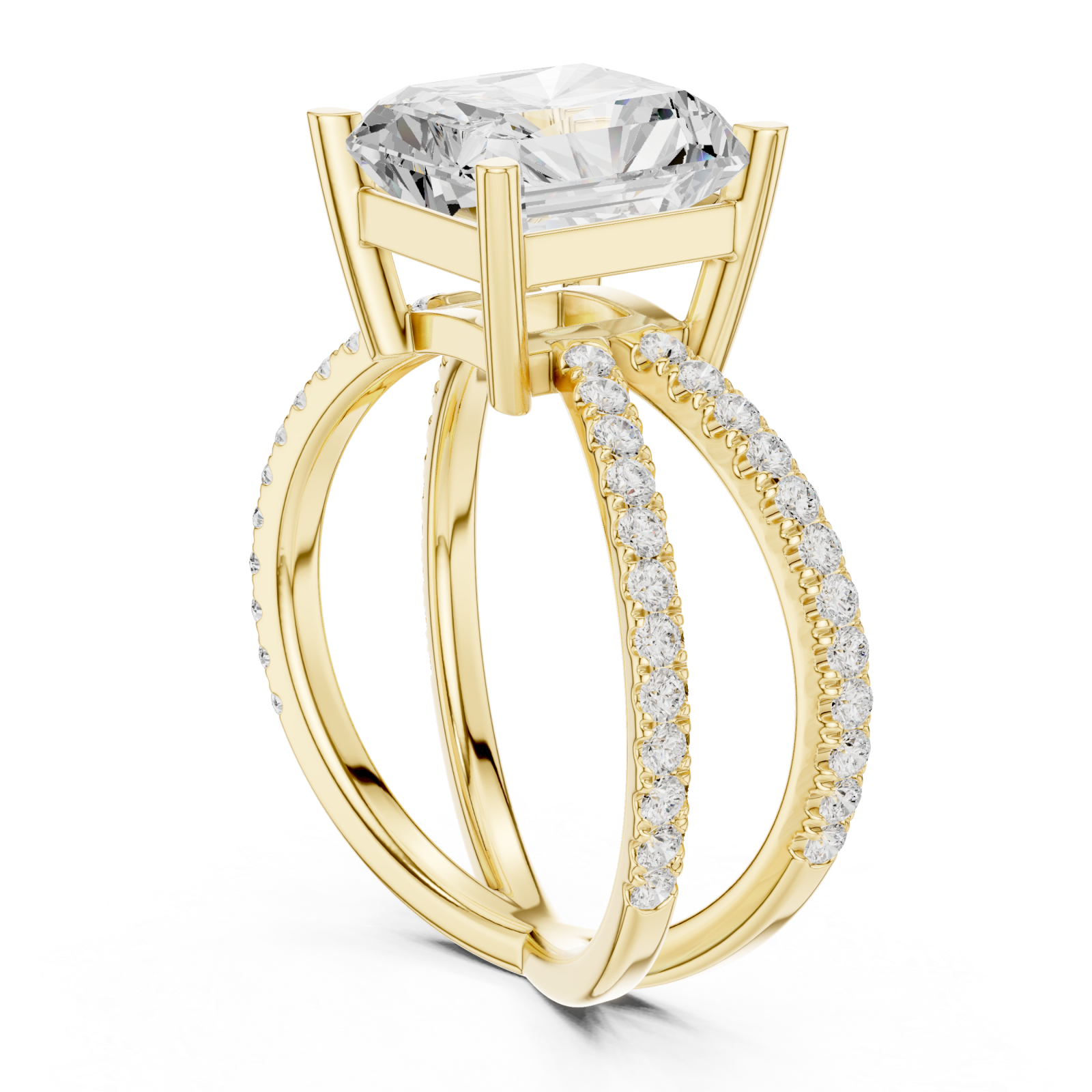  Gold Opulent Crossing Twin Band Ring Left View