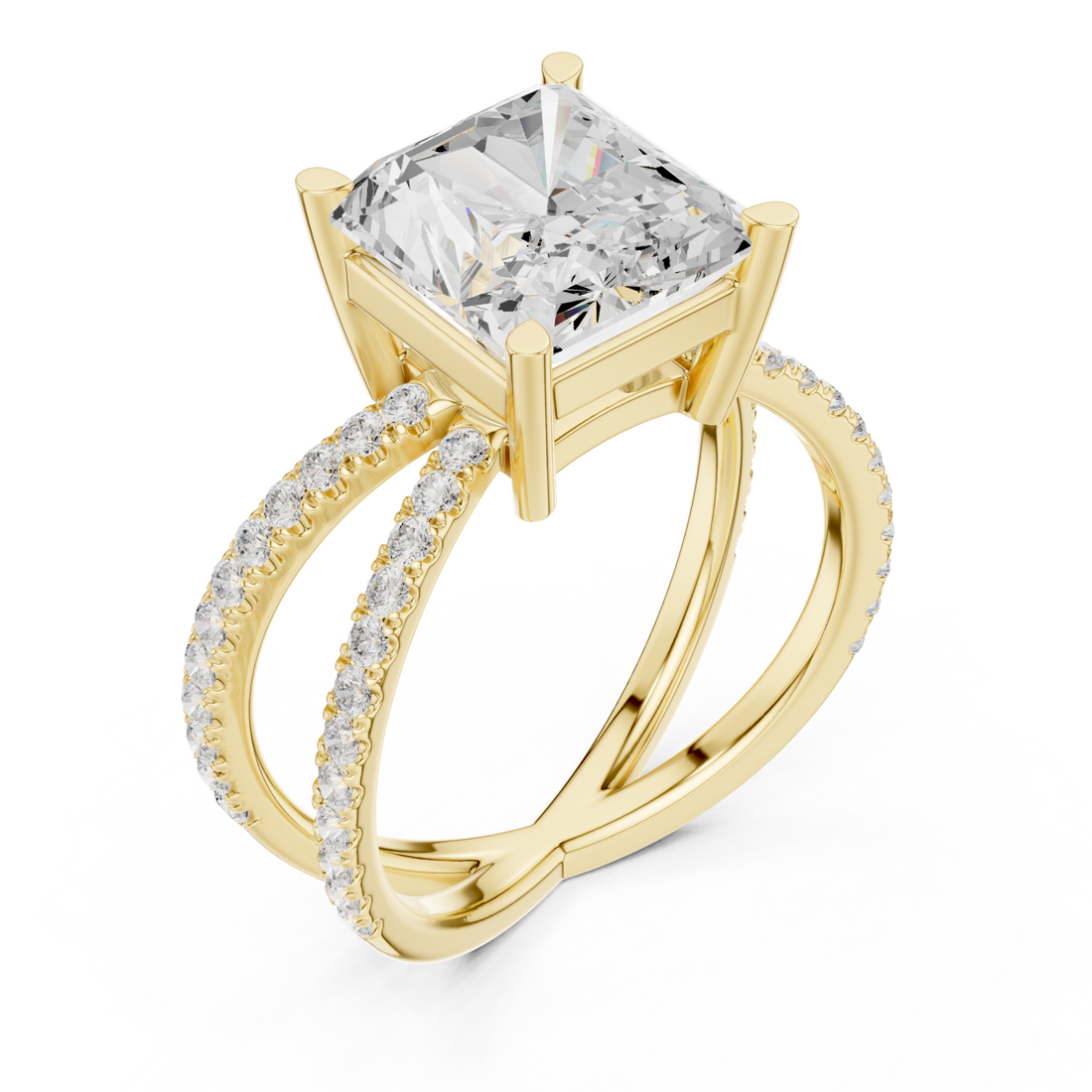Gold Opulent Crossing Twin Band Ring Right View