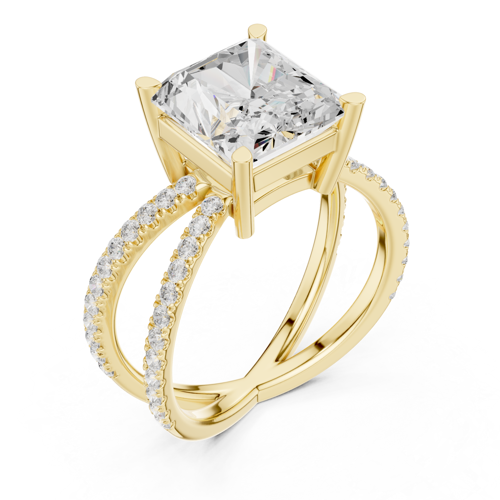 Gold Opulent Crossing Twin Band Ring Right View
