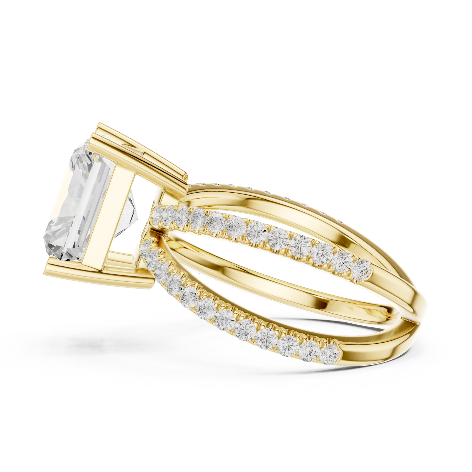  Gold Opulent Crossing Twin Band Ring Side View