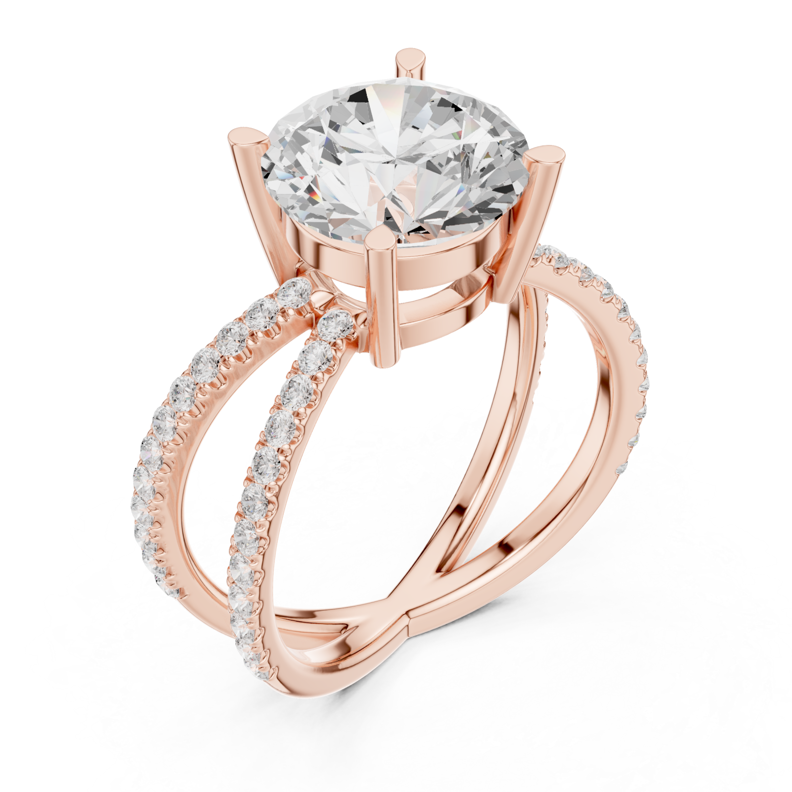  Rose Gold Celestial Embrace Solitaire Band Ring Right View