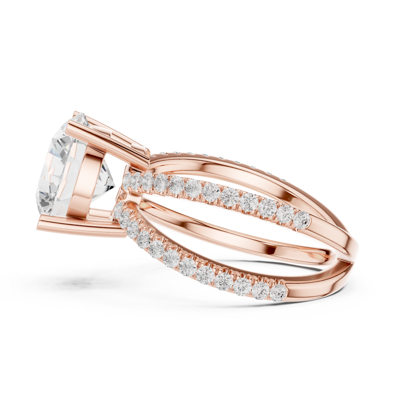  Rose Gold Celestial Embrace Solitaire Band Ring Side View