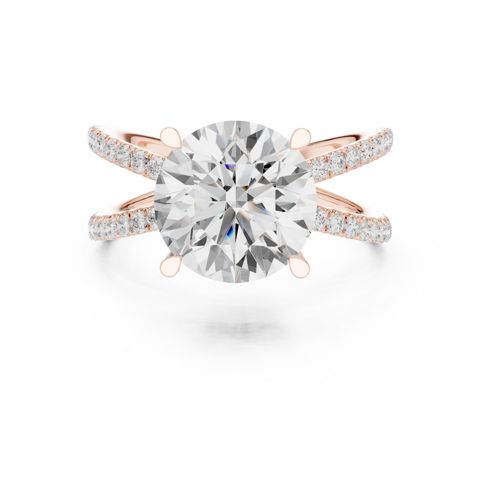  Rose Gold Celestial Embrace Solitaire Band Ring Front View