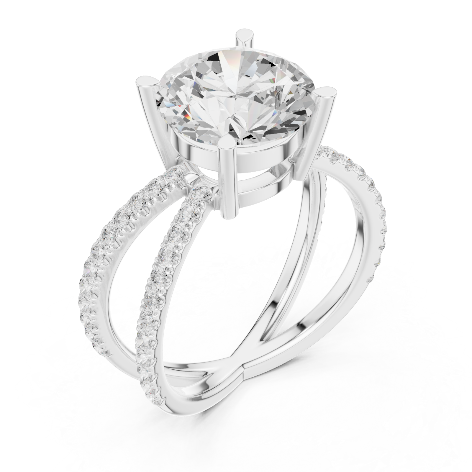  White Gold Celestial Embrace Solitaire Band Ring Right View