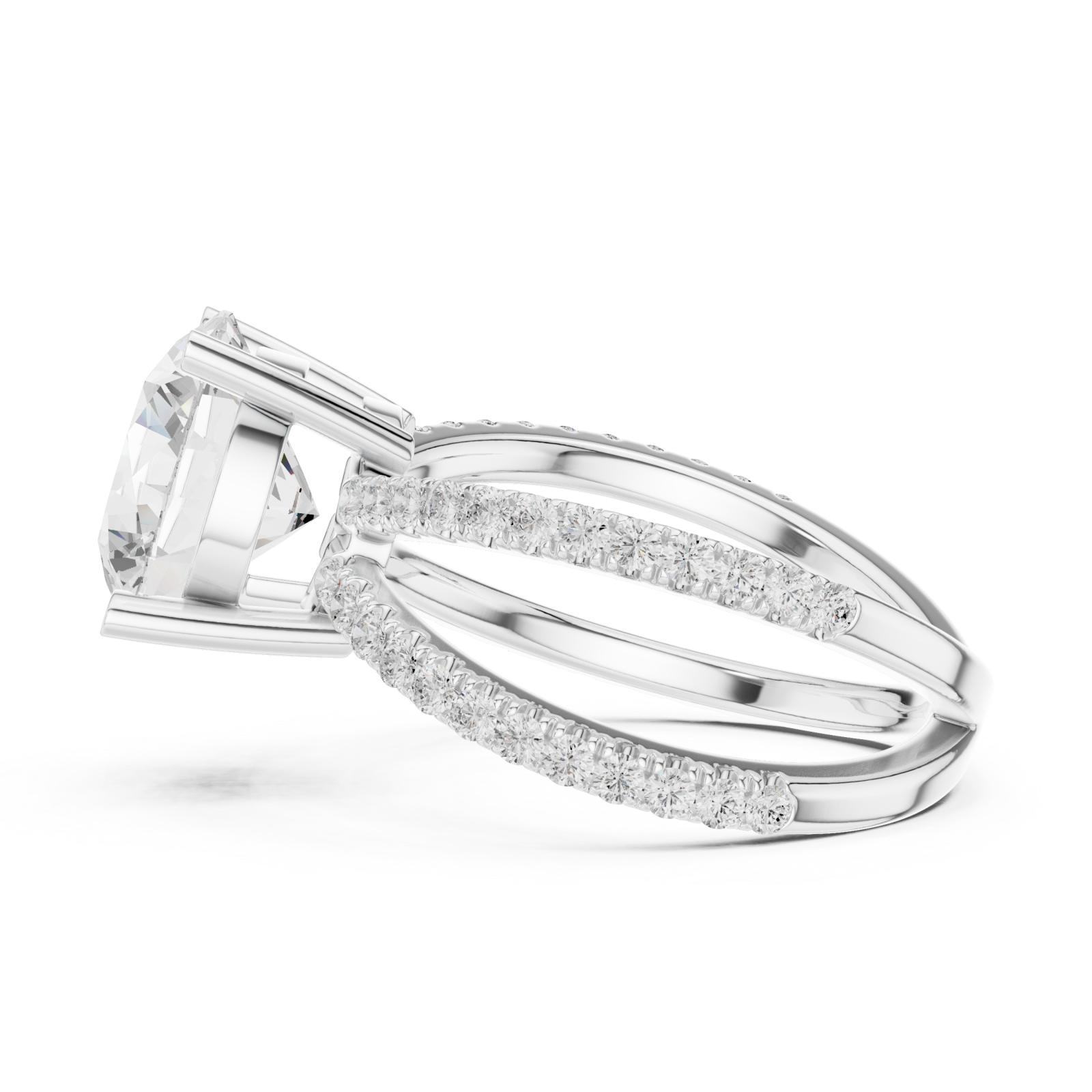  White Gold Celestial Embrace Solitaire Band Ring Side View
