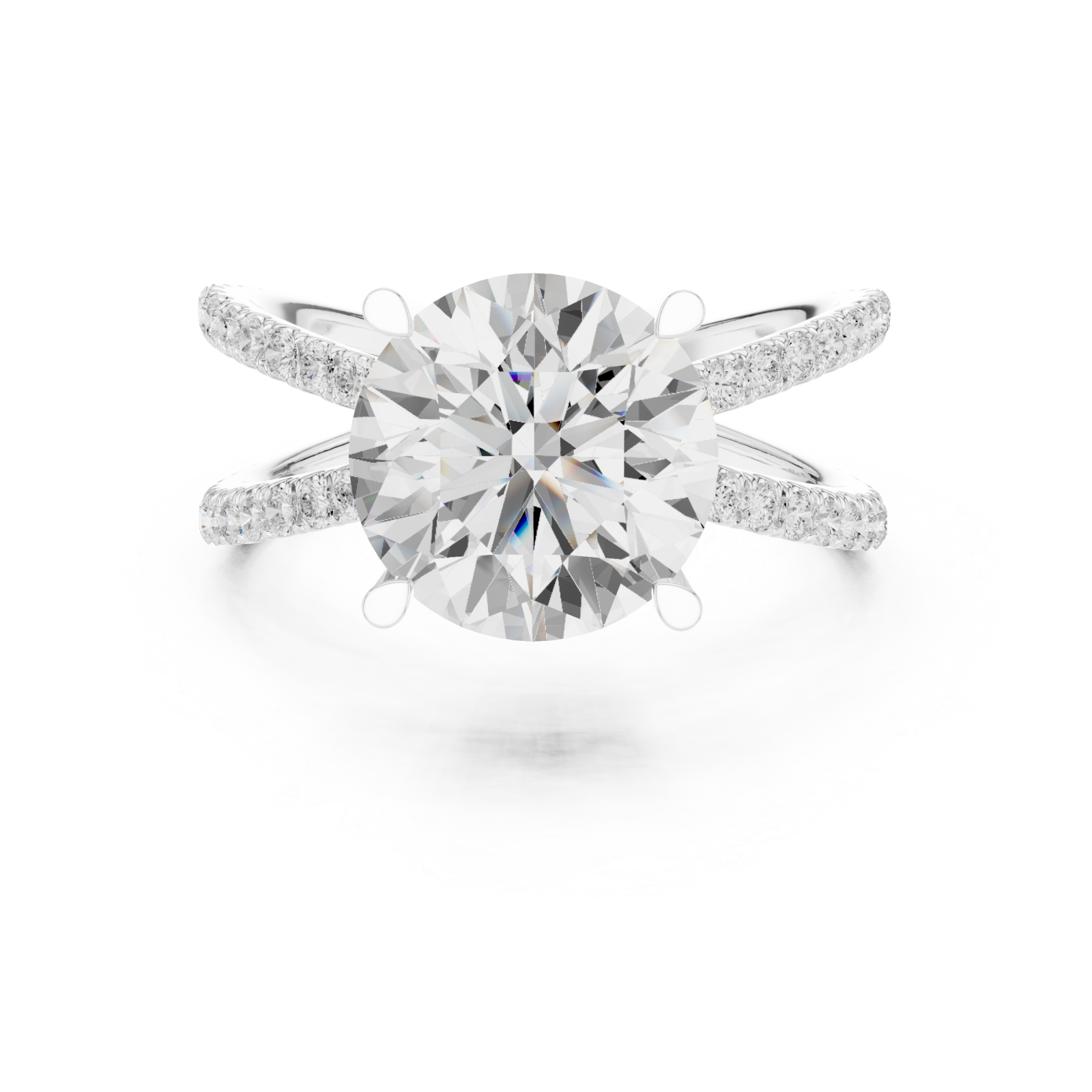  White Gold Celestial Embrace Solitaire Band Ring Front View