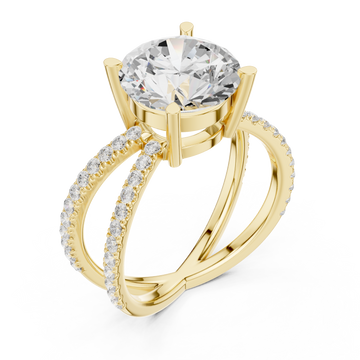 Gold Celestial Embrace Solitaire Band Ring Right View