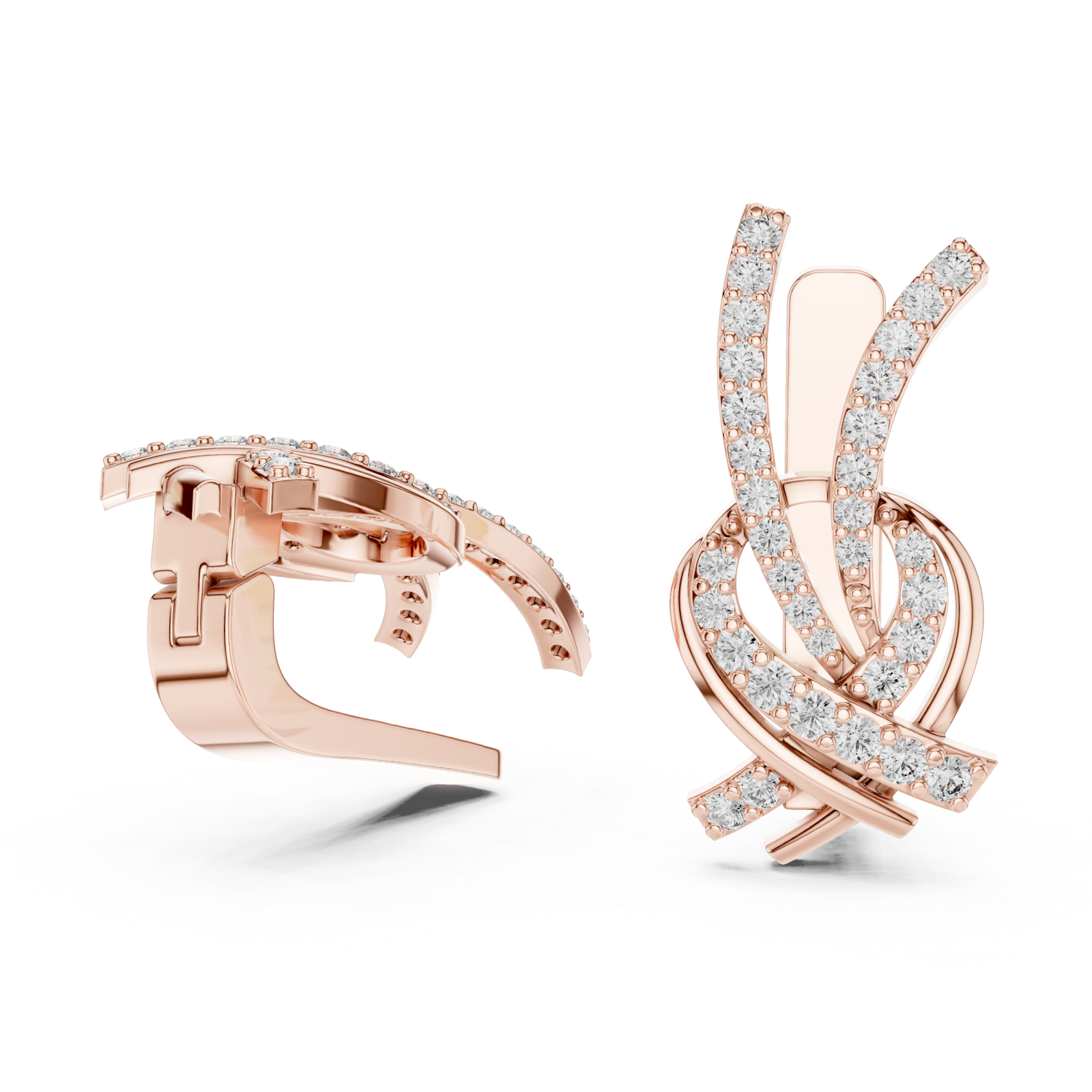  Rose Gold Celestial Flow Artistry Drop Earrings Left View