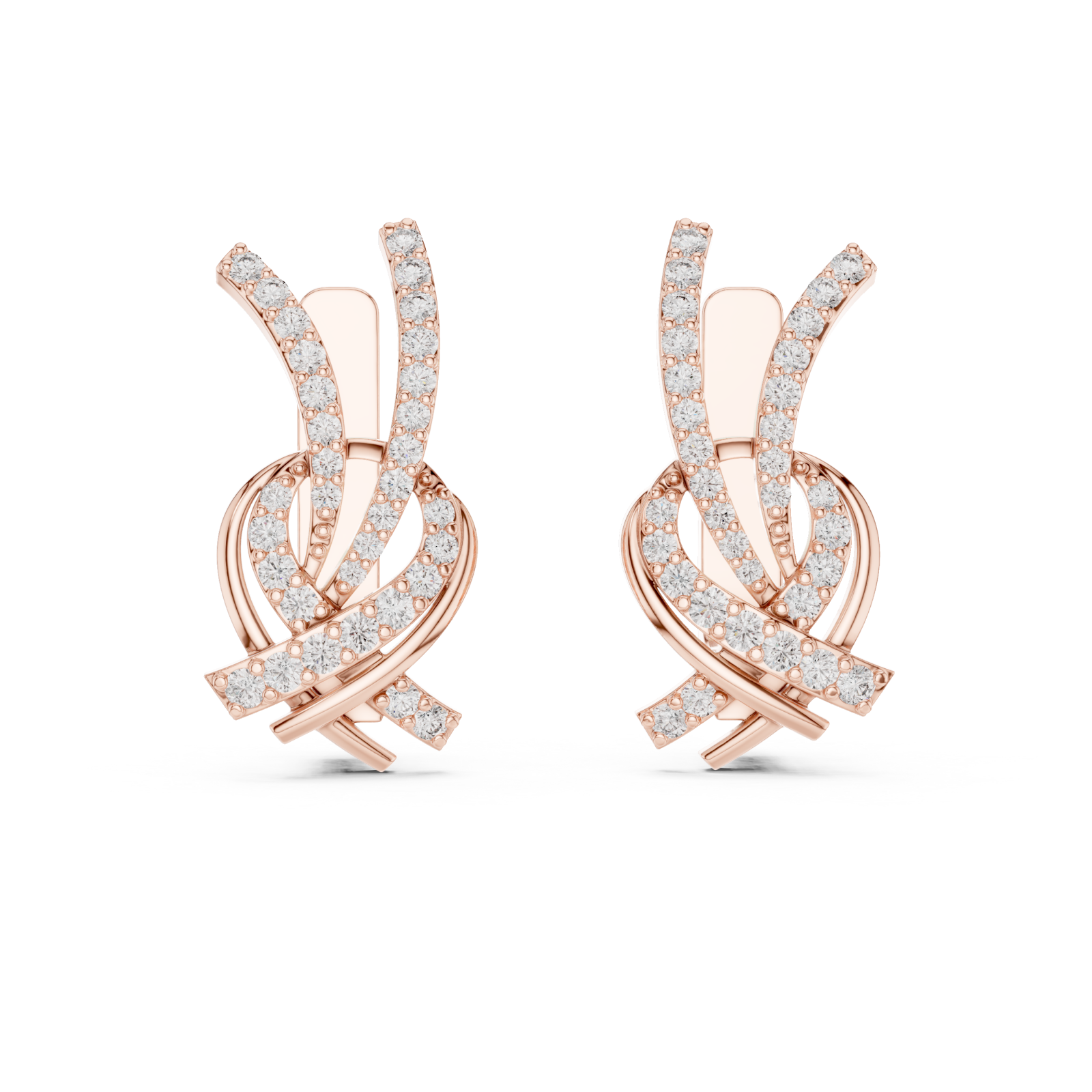  Rose Gold Celestial Flow Artistry Drop Earrings Front View
