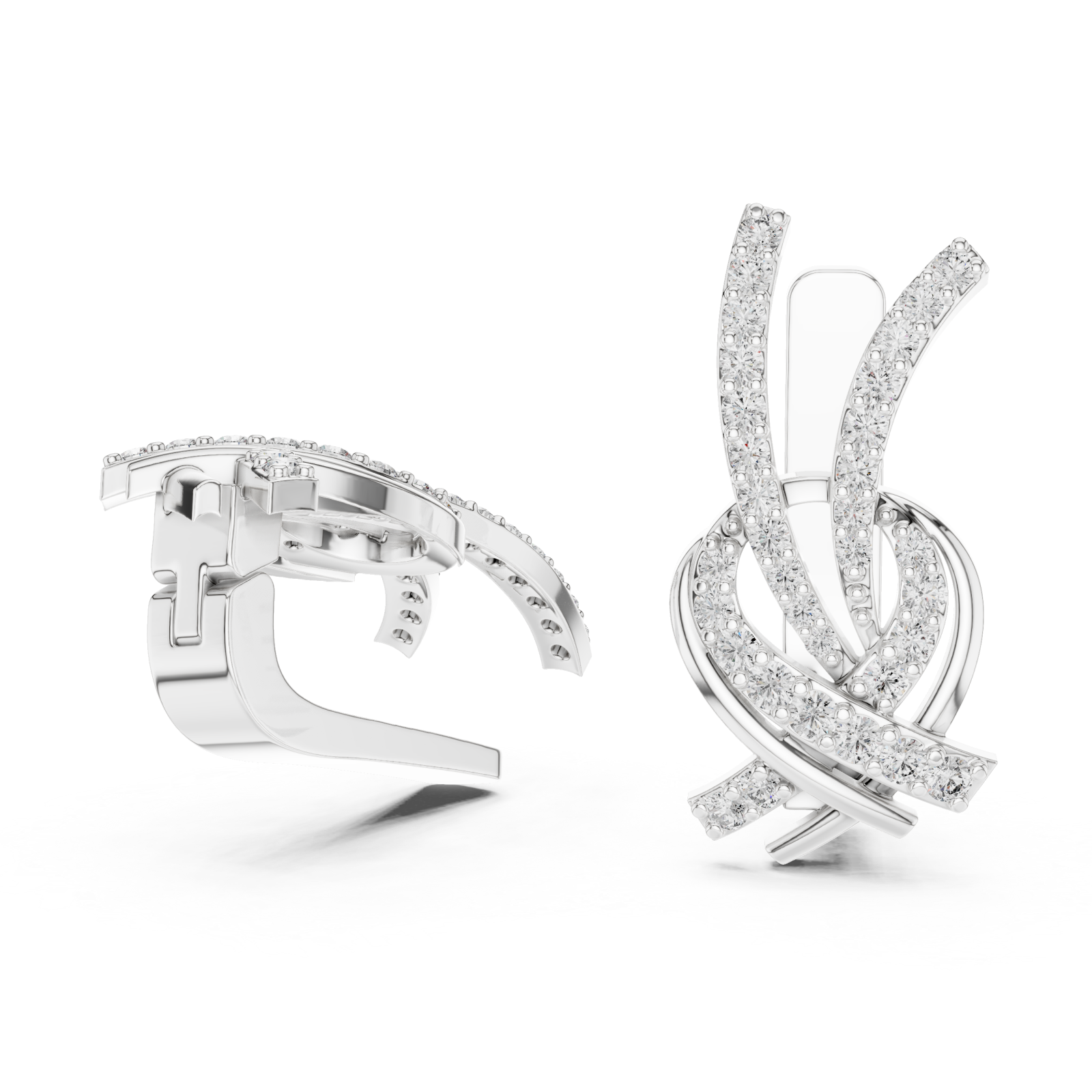  White Gold Celestial Flow Artistry Drop Earrings Left View