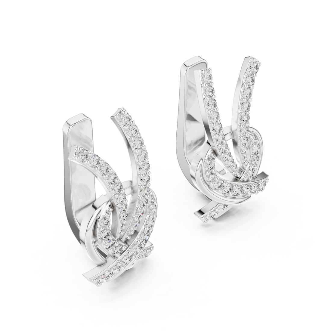  White Gold Celestial Flow Artistry Drop Earrings Right View