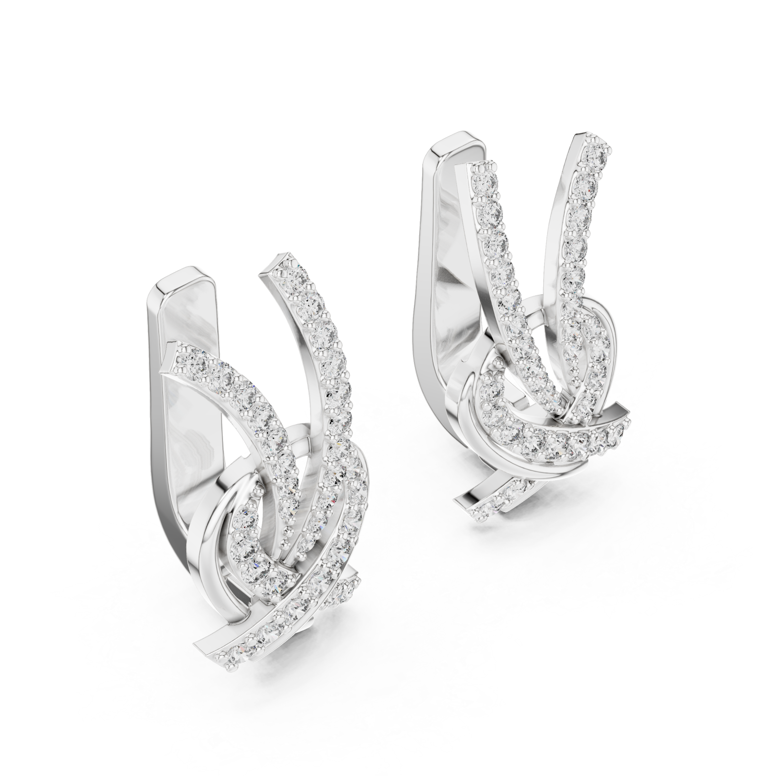  White Gold Celestial Flow Artistry Drop Earrings Right View