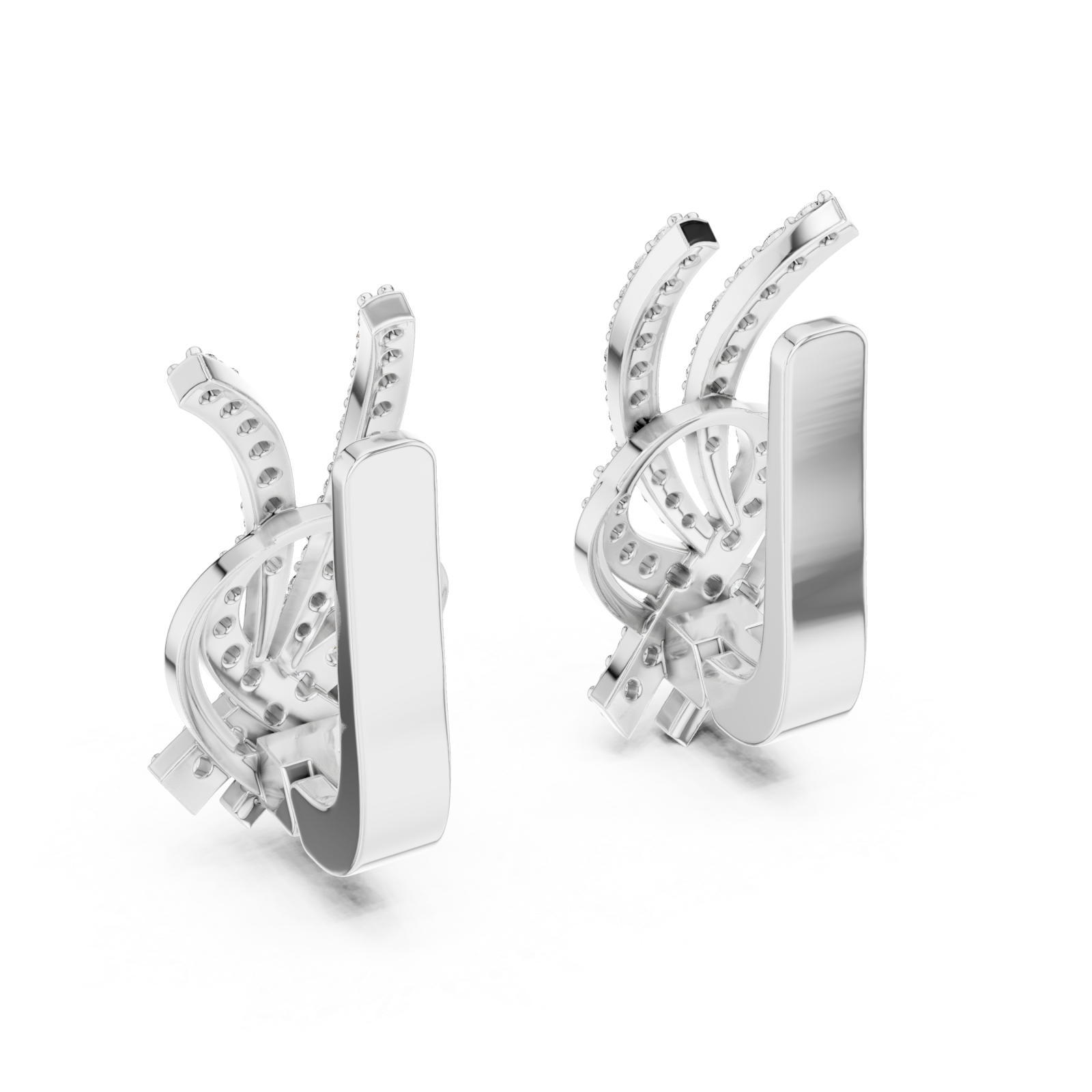 White Gold Celestial Flow Artistry Drop Earrings Side View