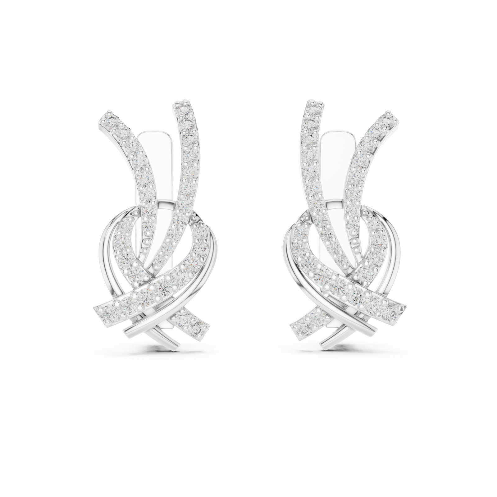  White Gold Celestial Flow Artistry Drop Earrings Front View