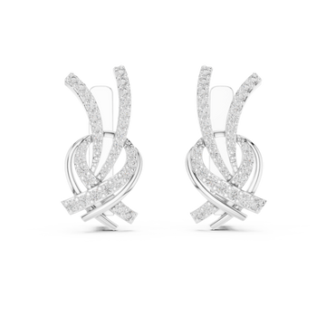  White Gold Celestial Flow Artistry Drop Earrings Front View