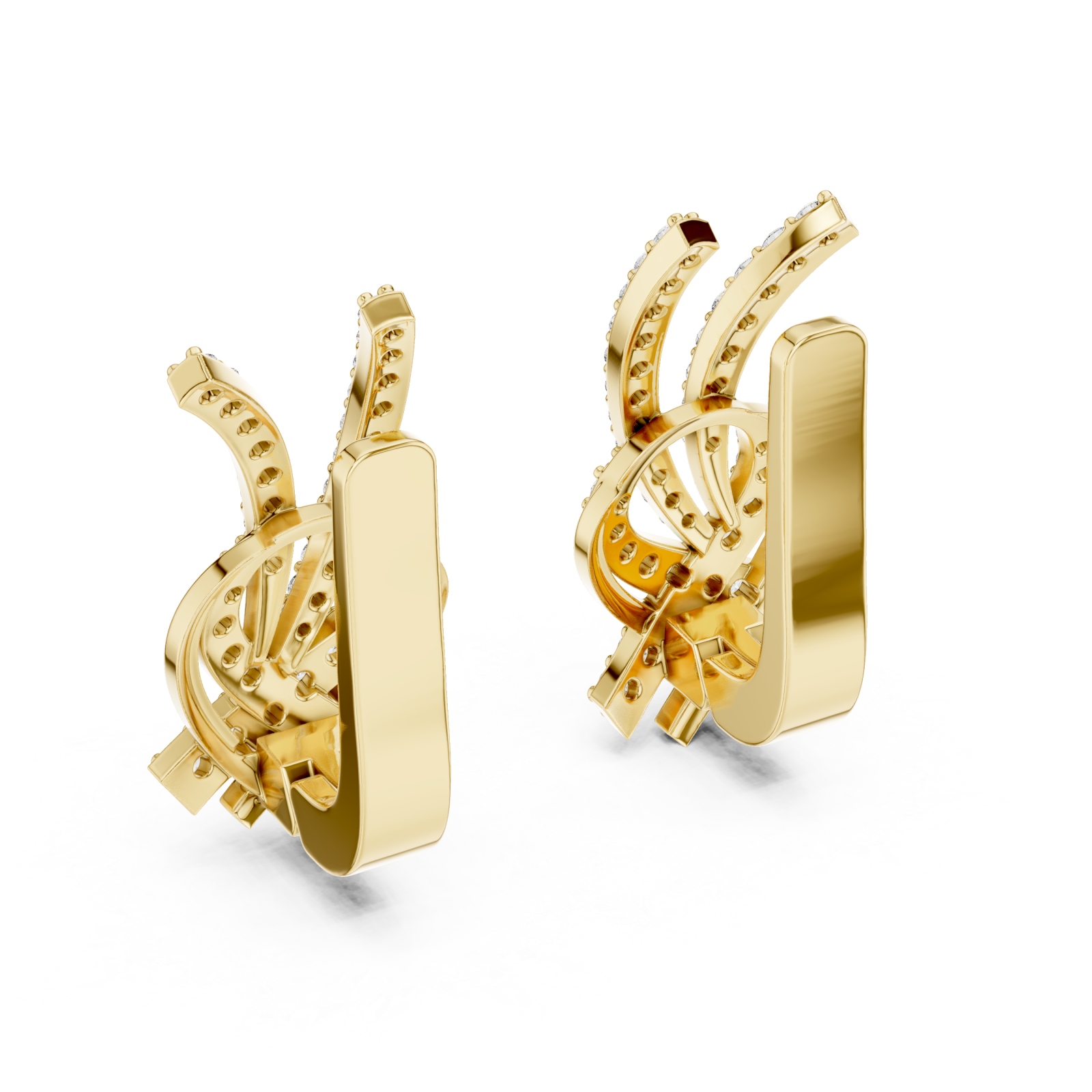  Gold Celestial Flow Artistry Drop Earrings Side View