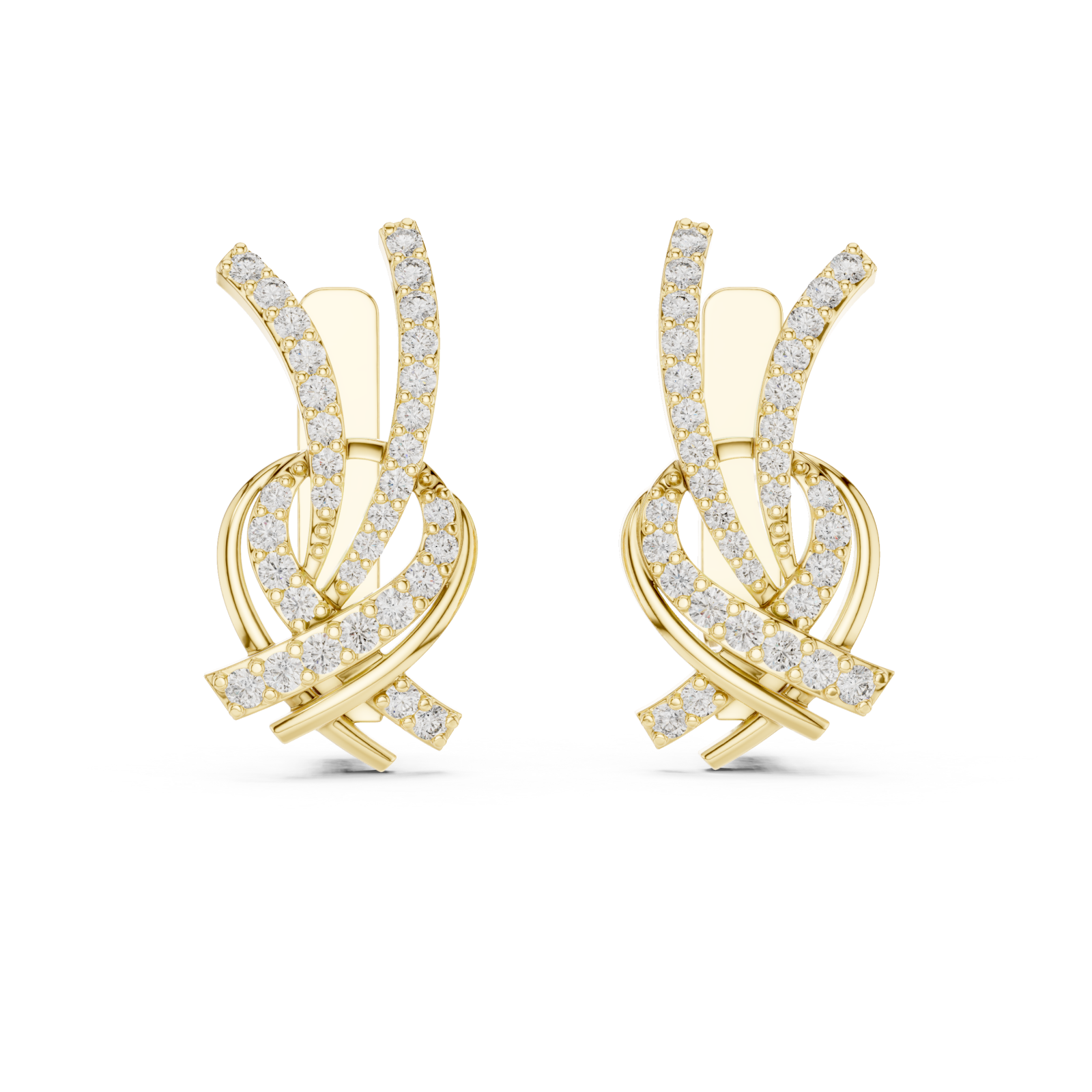  Gold Celestial Flow Artistry Drop Earrings Front View