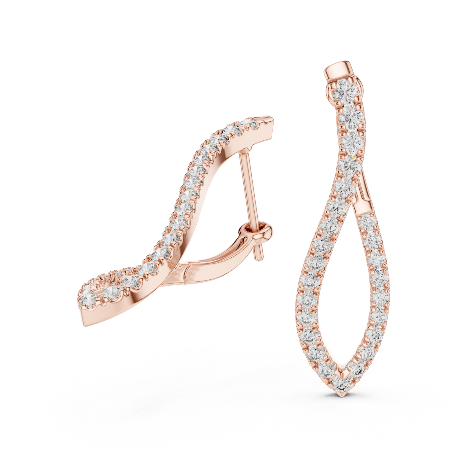  Rose Gold Elegant Infinity Embrace Earrings Left View