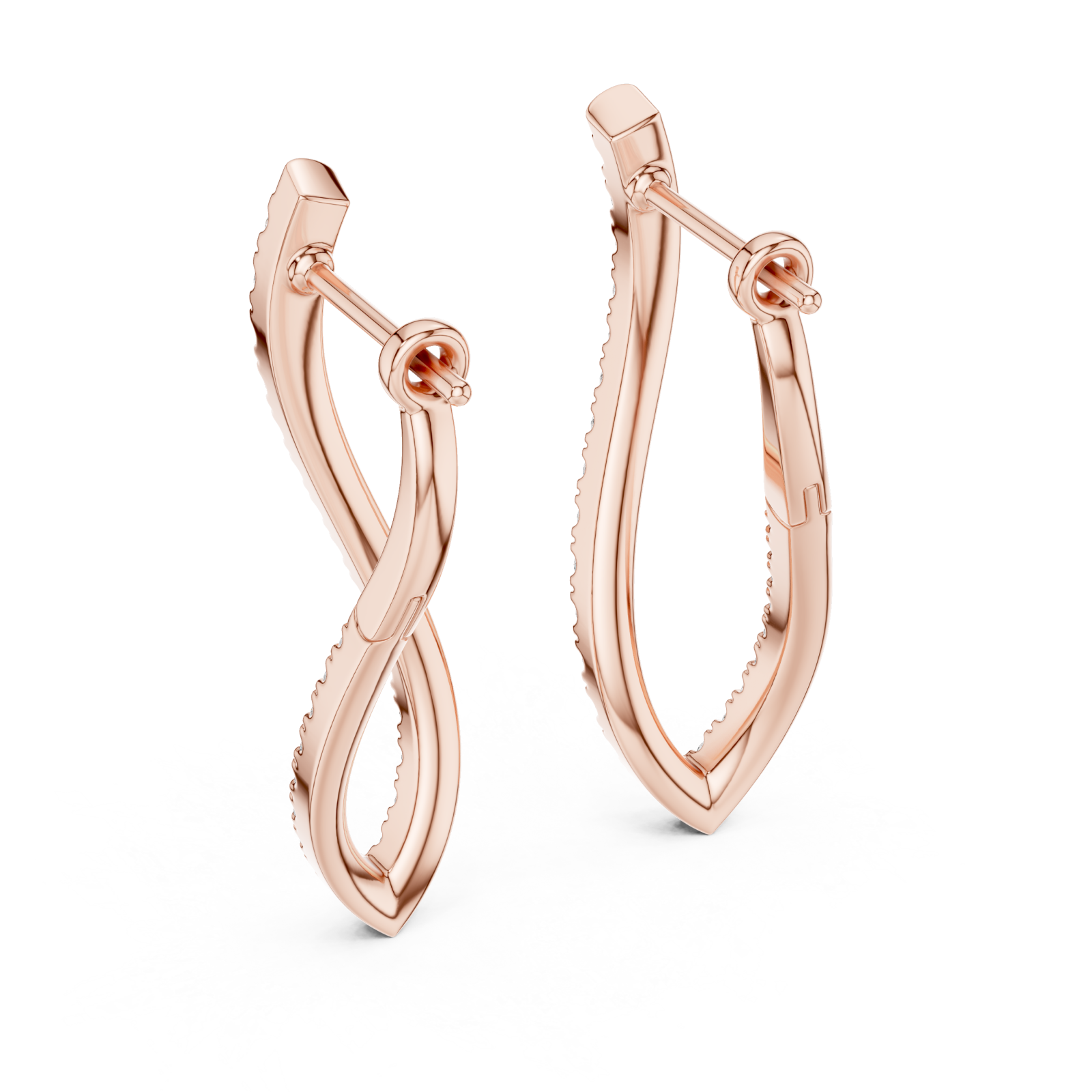  Rose Gold Elegant Infinity Embrace Earrings Side View