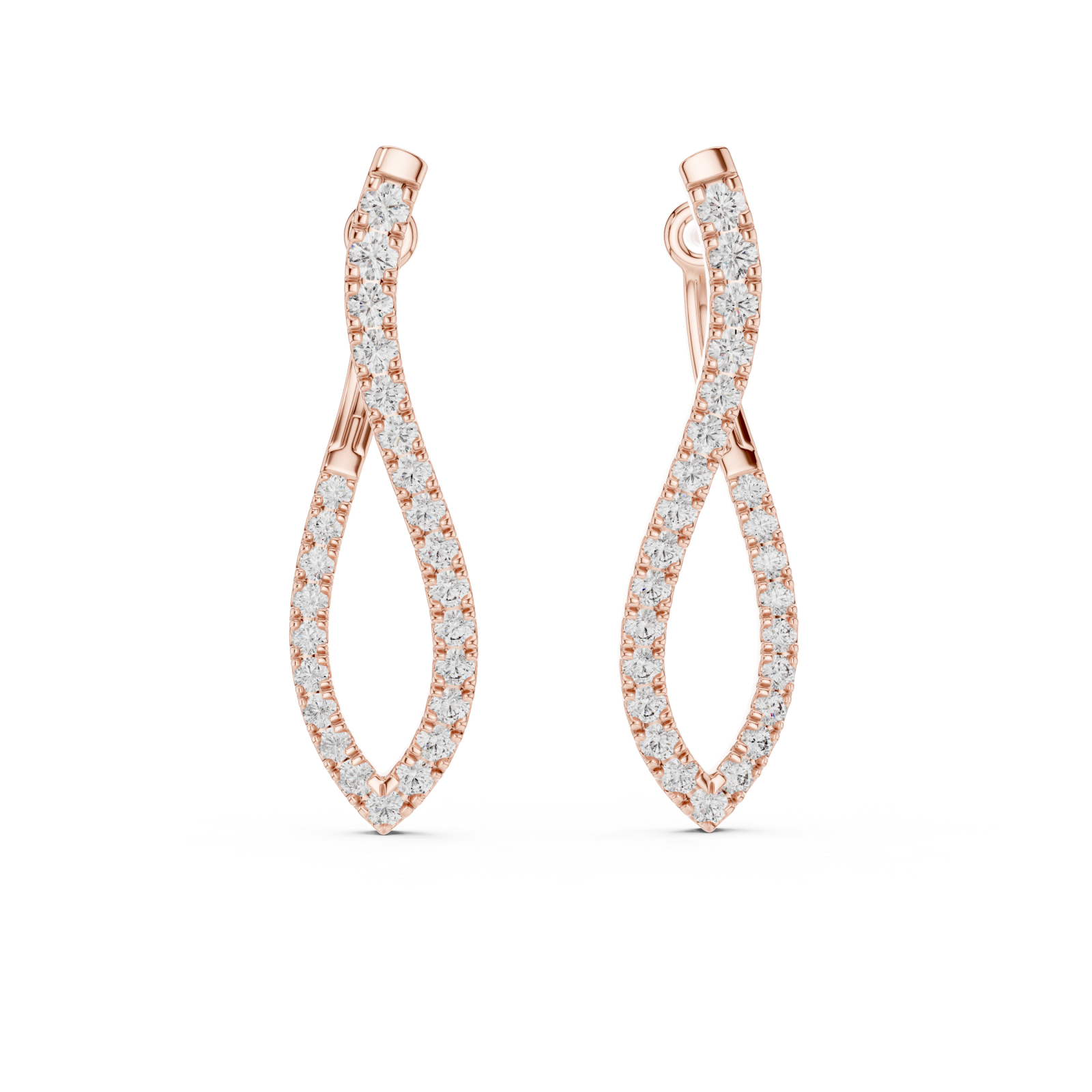  Rose Gold Elegant Infinity Embrace Earrings Front View